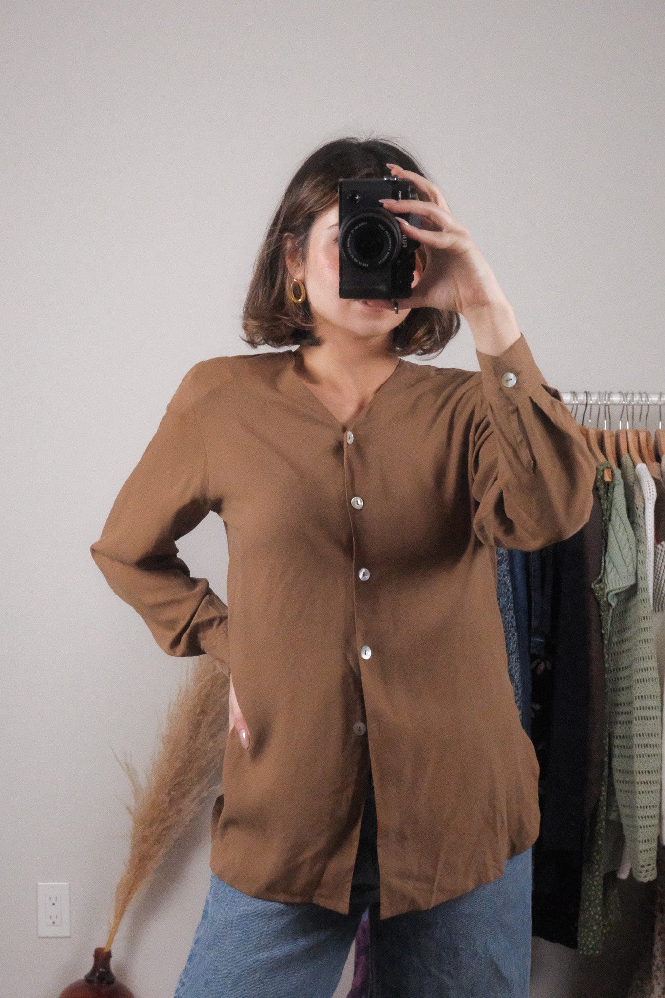 Vintage x 100% Silk Blouse (M)