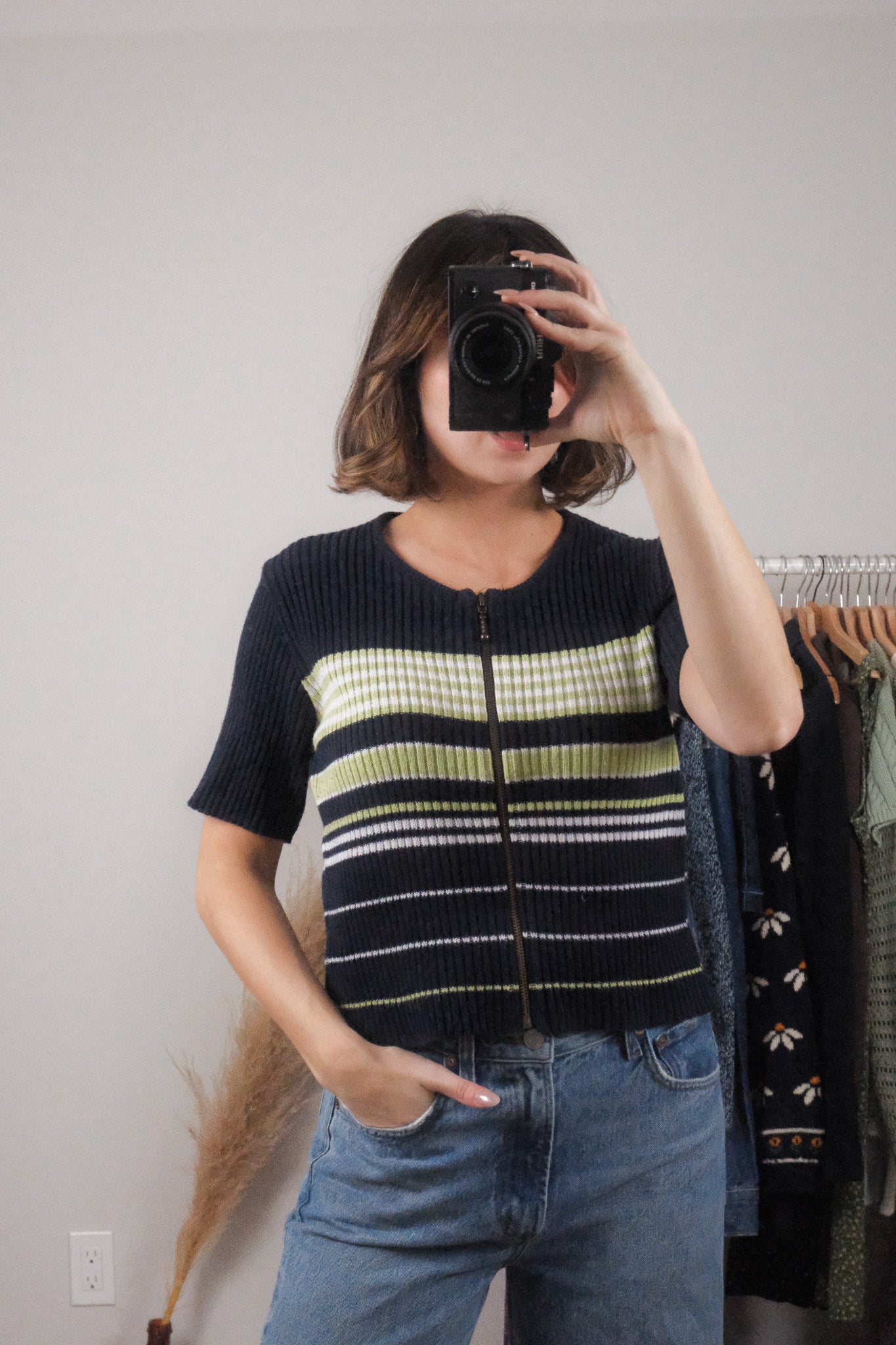 Made in Canada x Vintage x Striped Zip-Up Cardigan (M/L)