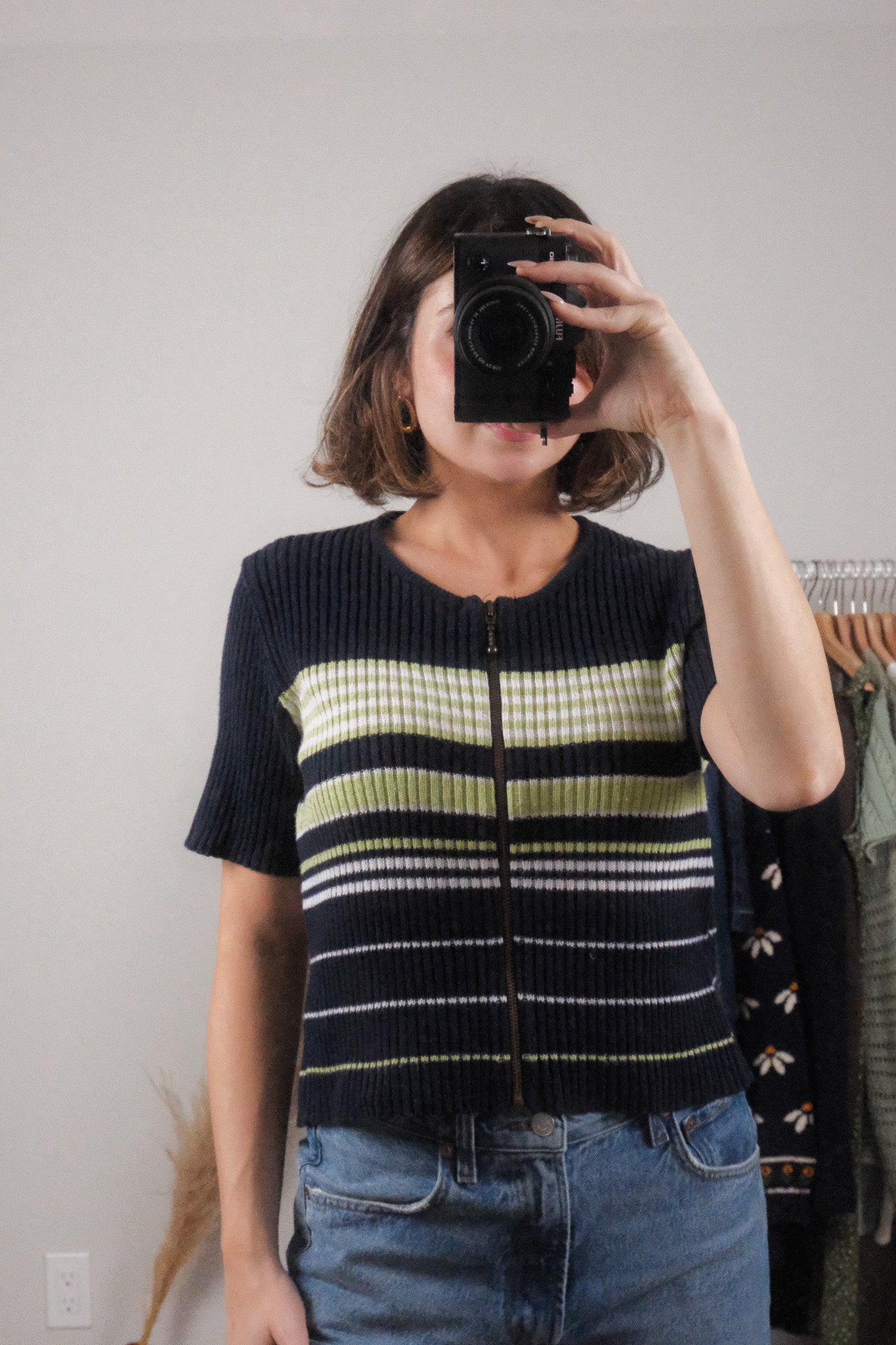 Made in Canada x Vintage x Striped Zip-Up Cardigan (M/L)