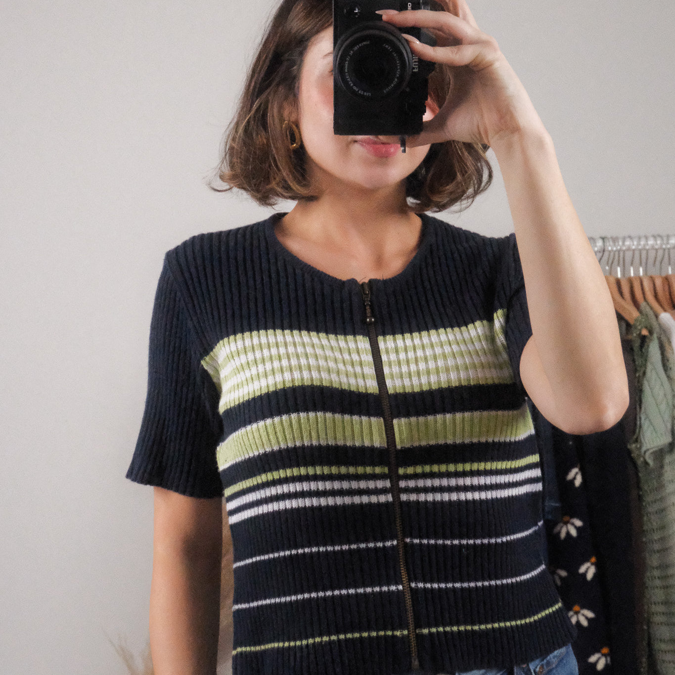 Made in Canada x Vintage x Striped Zip-Up Cardigan (M/L)