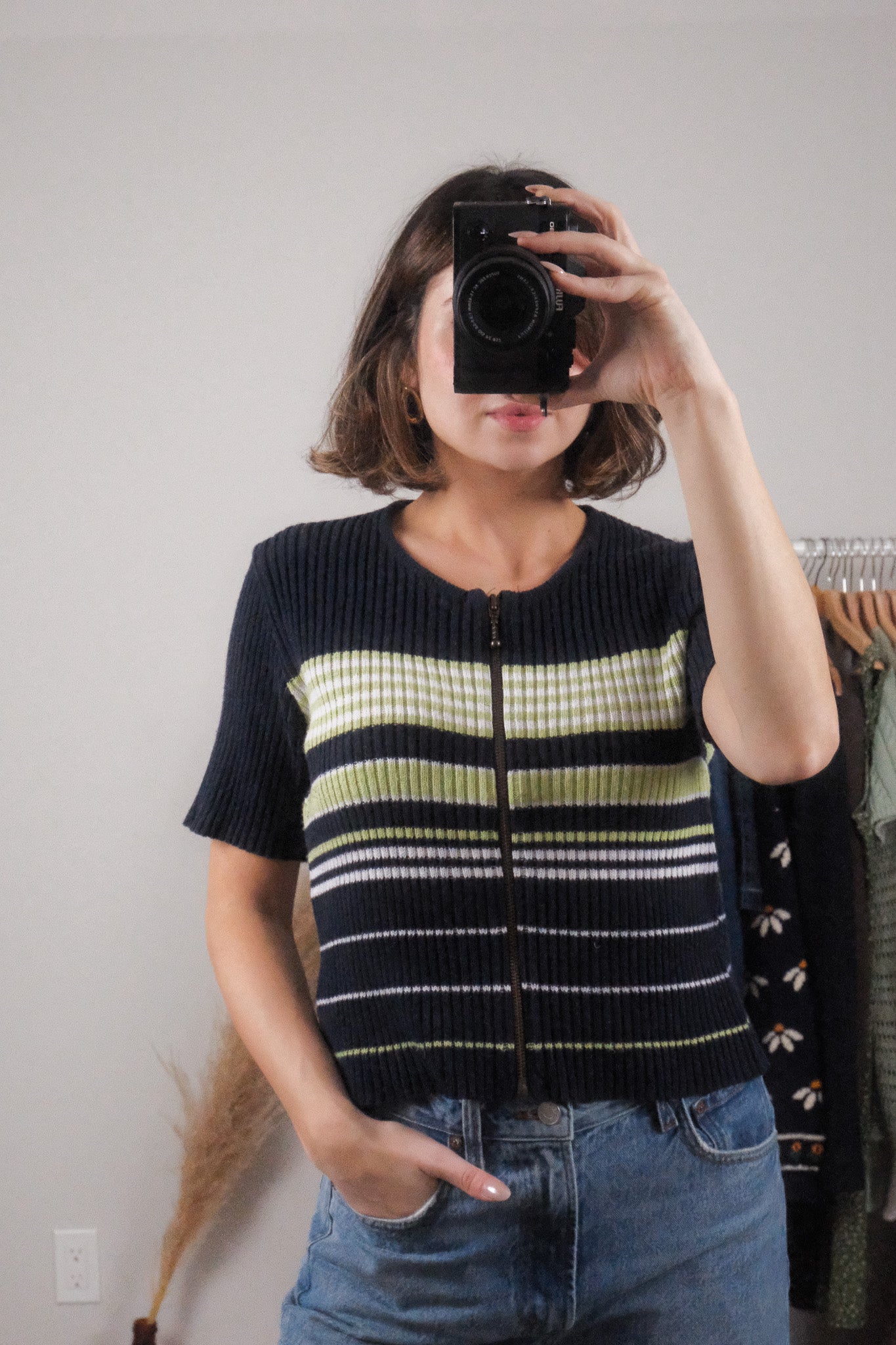 Made in Canada x Vintage x Striped Zip-Up Cardigan (M/L)