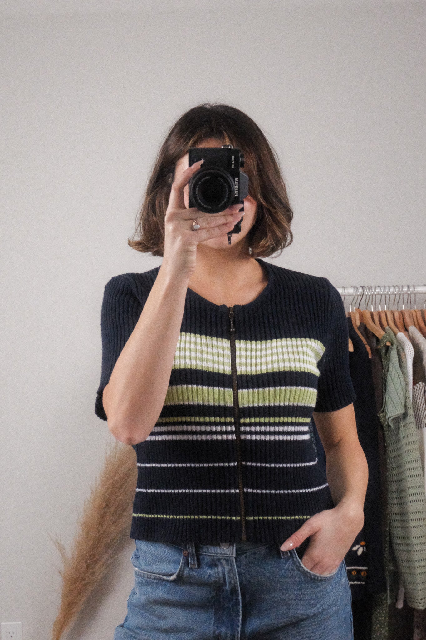Made in Canada x Vintage x Striped Zip-Up Cardigan (M/L)