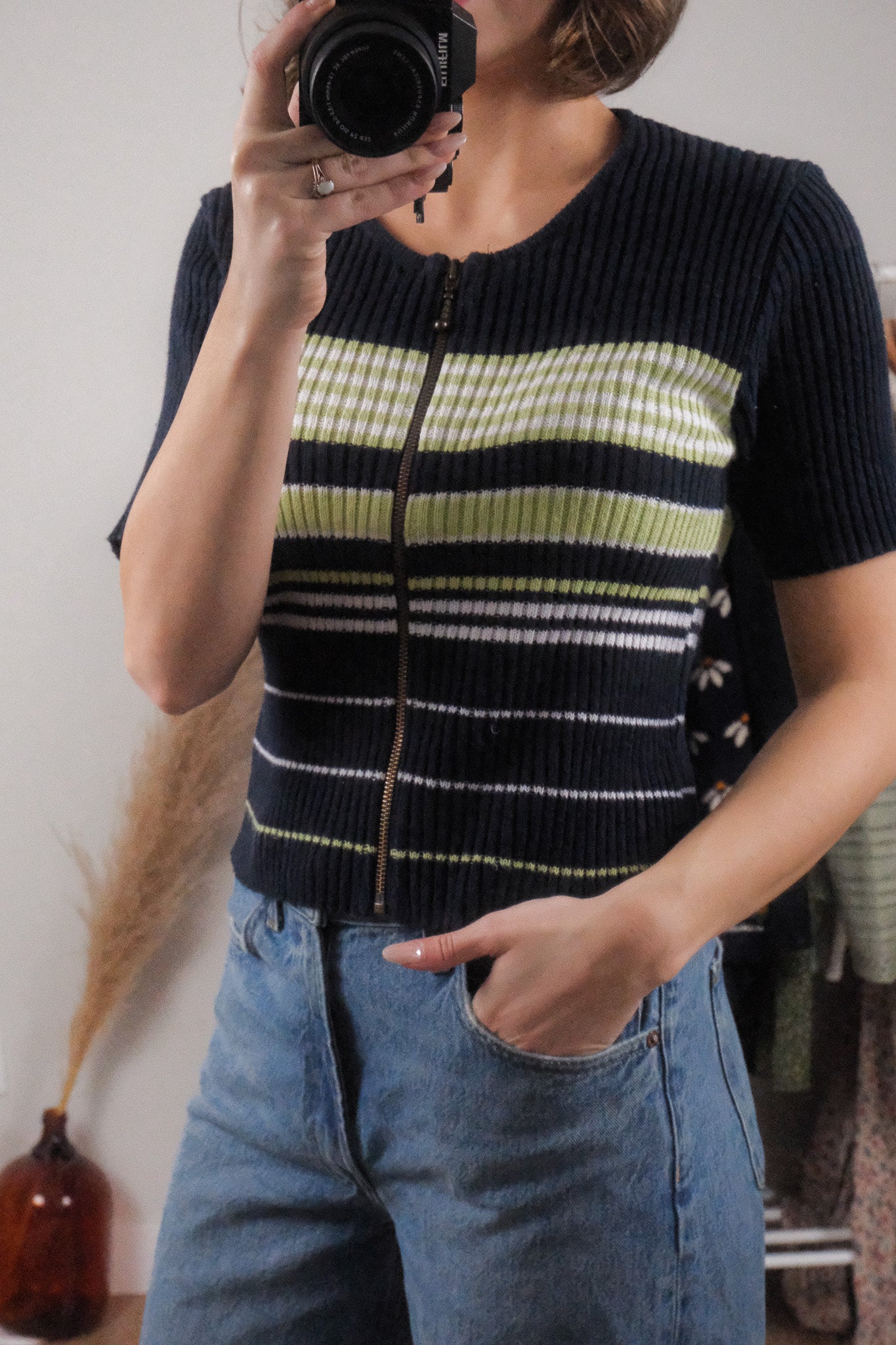 Made in Canada x Vintage x Striped Zip-Up Cardigan (M/L)