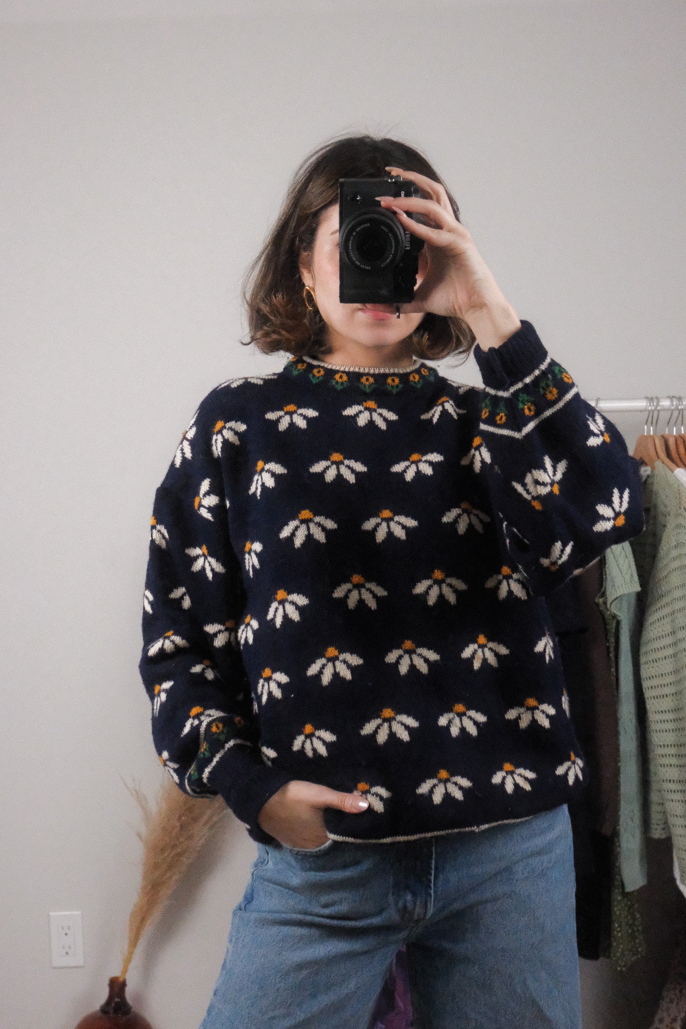 Made in Great Britan x Vintage x Wool Daisy Knit (L) **