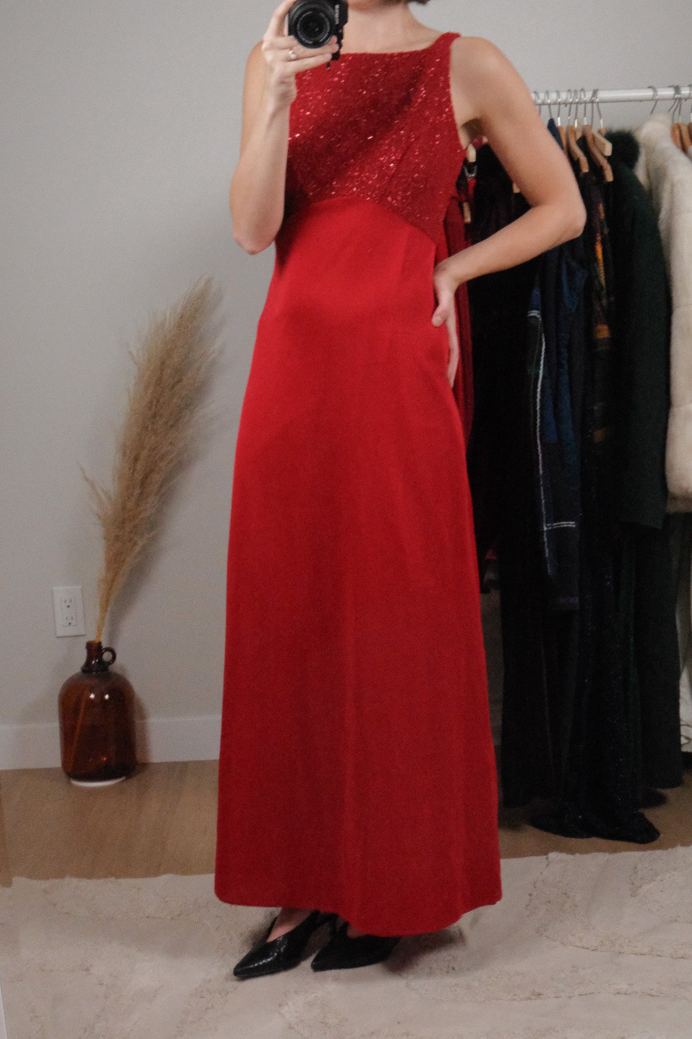 Made in Canada x Vintage x Shimmer/Lace Maxi Dress (6)