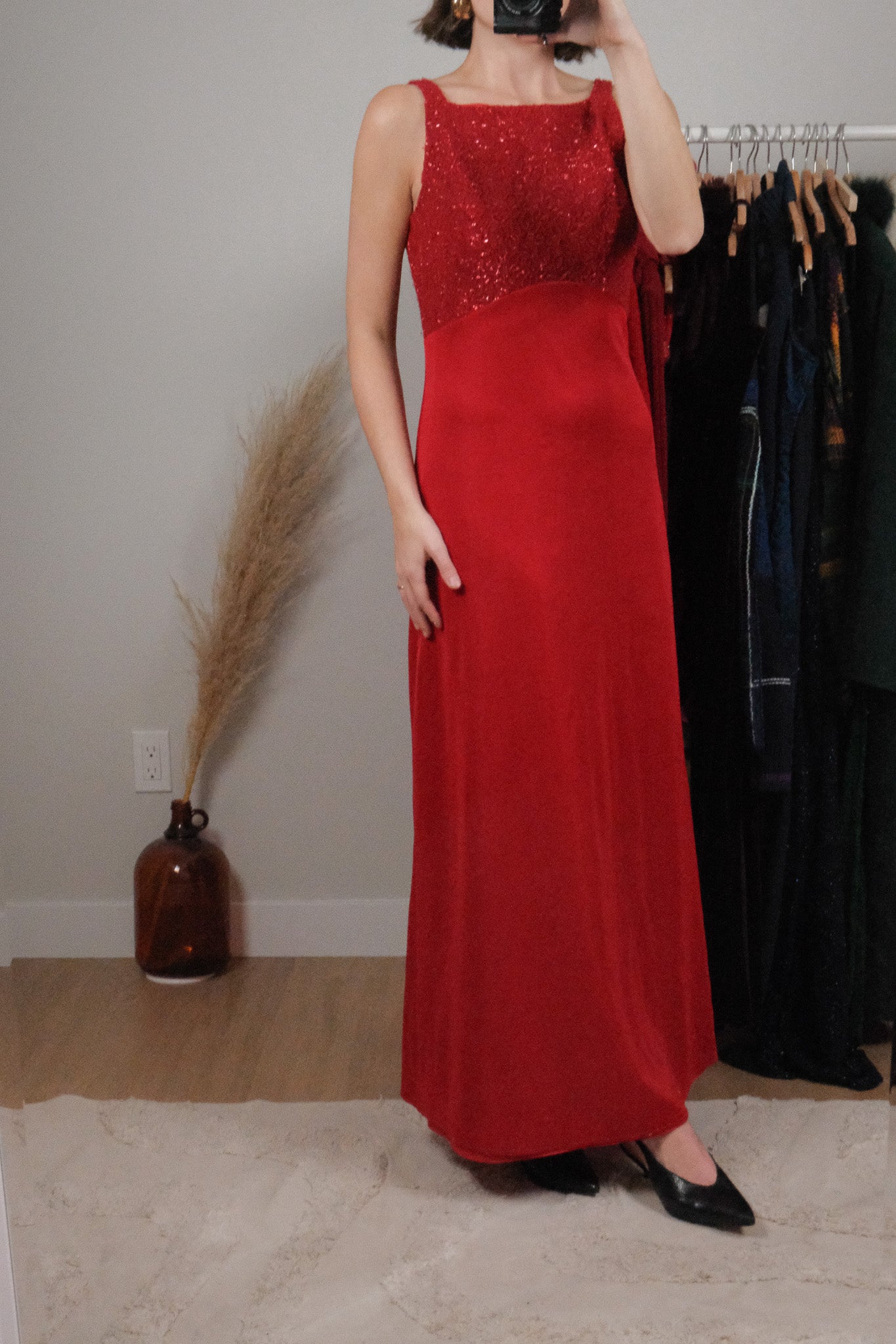 Made in Canada x Vintage x Shimmer/Lace Maxi Dress (6)