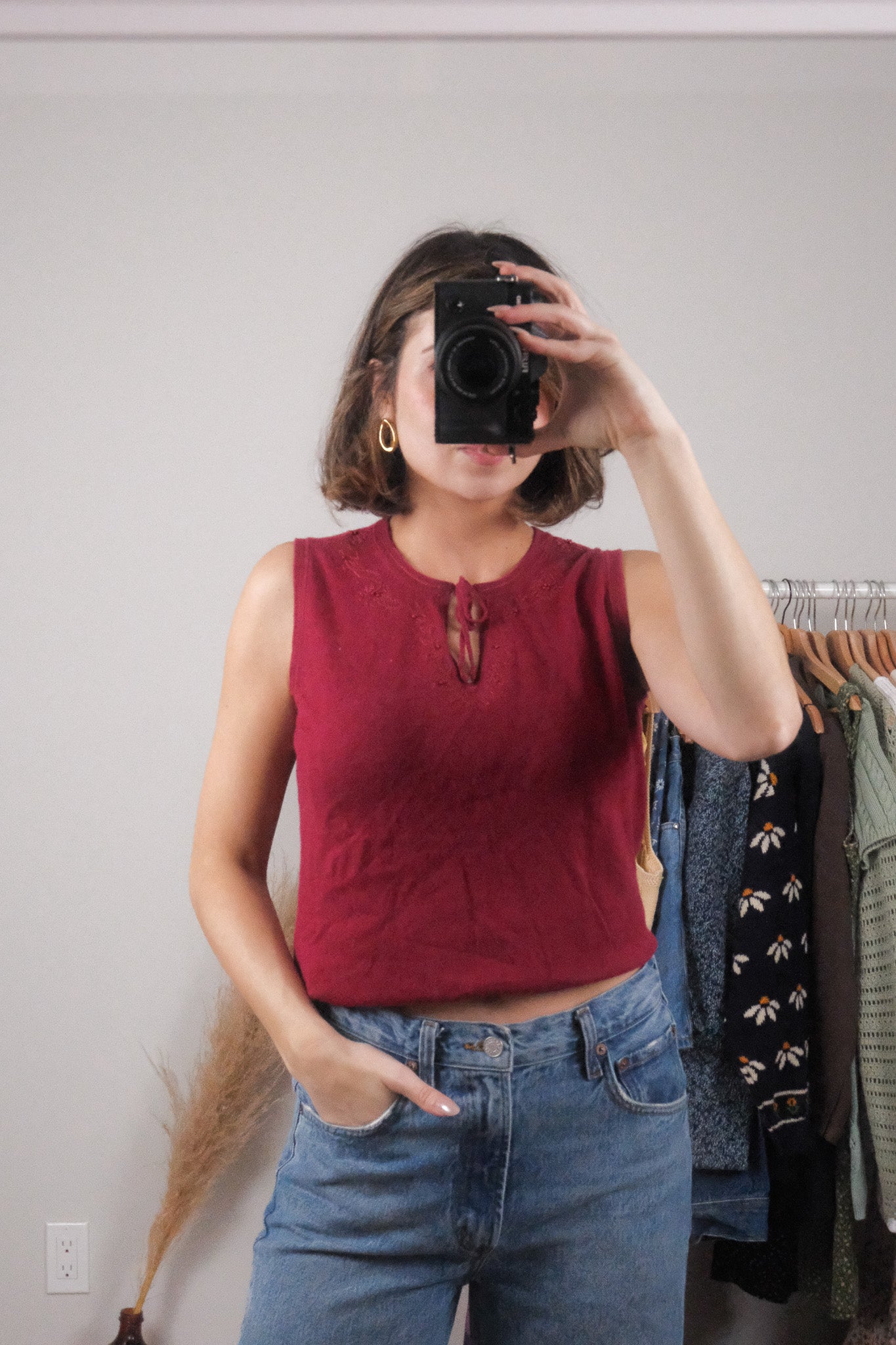 Vintage x Eddie Bauer x Cotton/Linen Embroidered Tank (M)