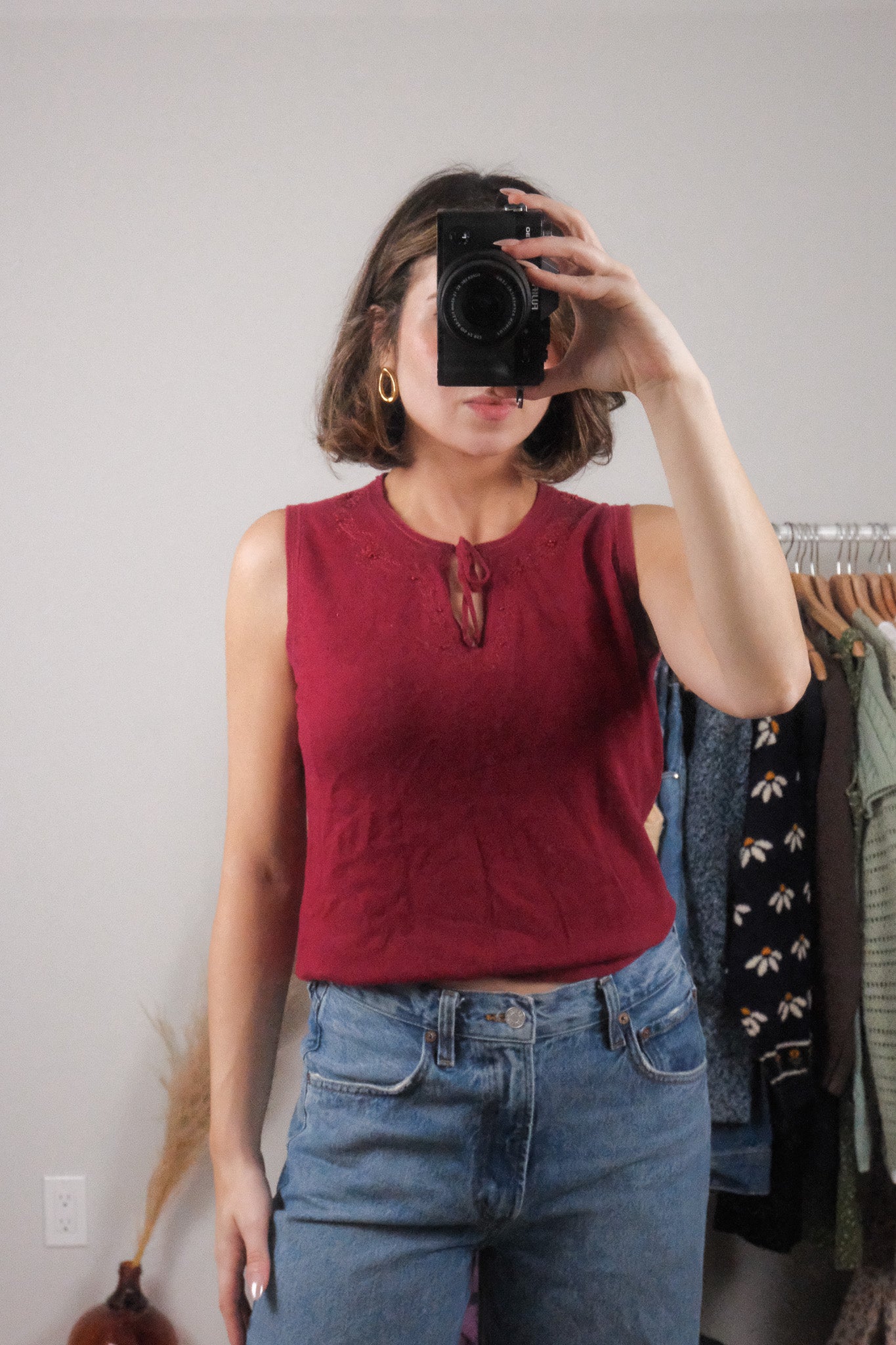 Vintage x Eddie Bauer x Cotton/Linen Embroidered Tank (M)