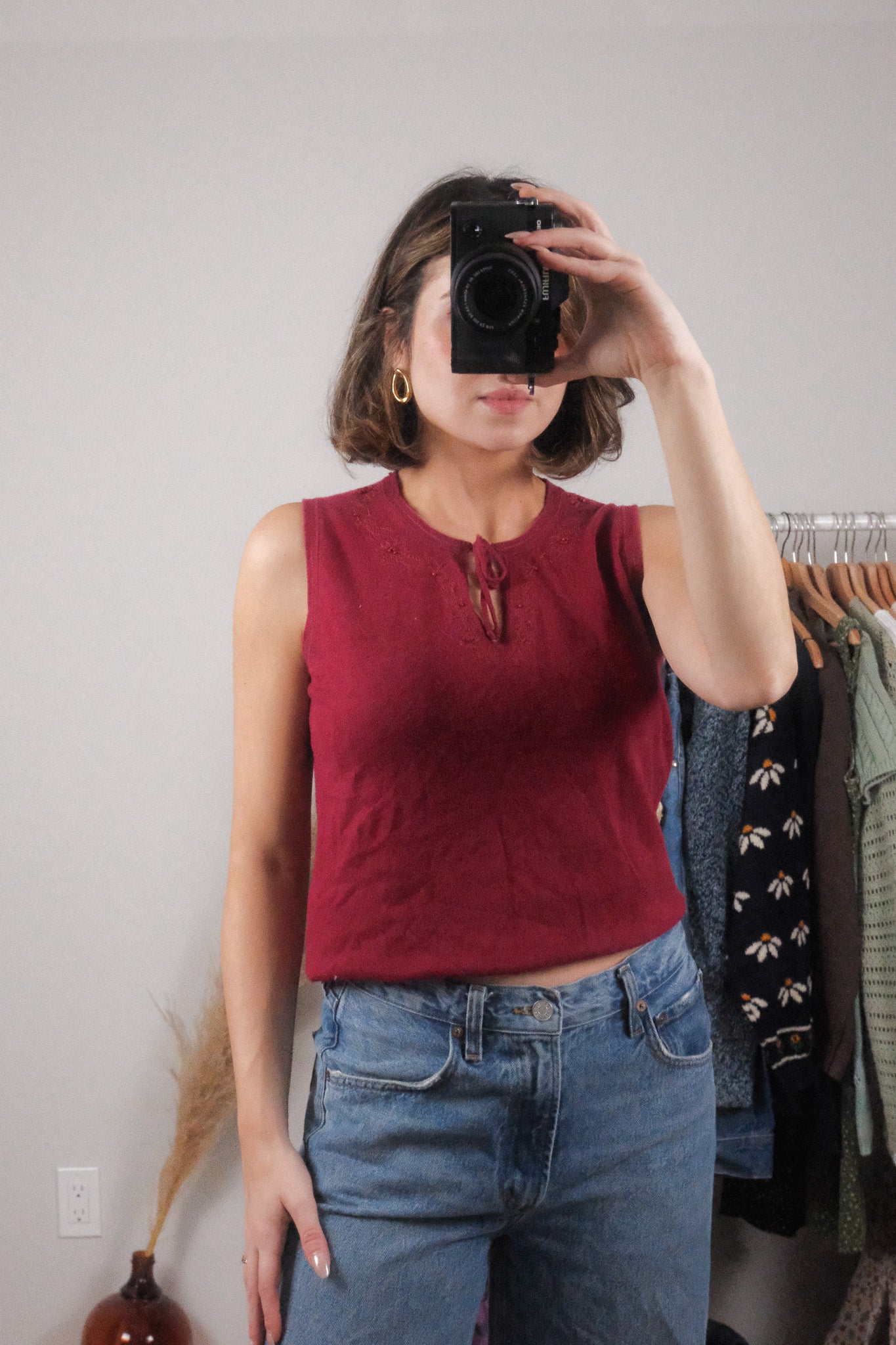 Vintage x Eddie Bauer x Cotton/Linen Embroidered Tank (M)
