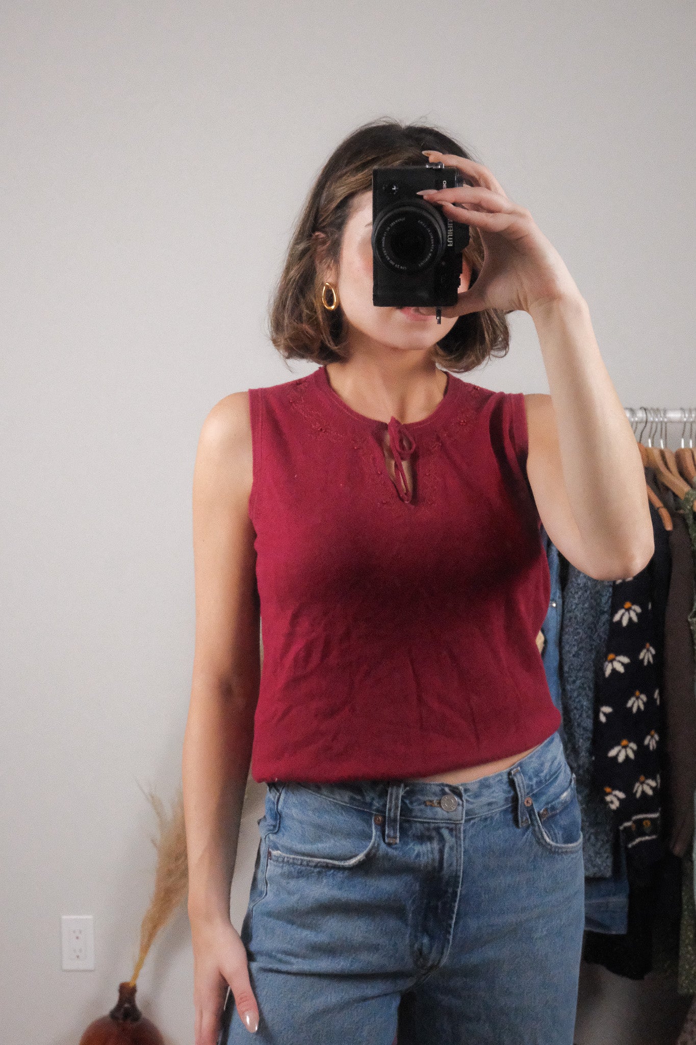 Vintage x Eddie Bauer x Cotton/Linen Embroidered Tank (M)