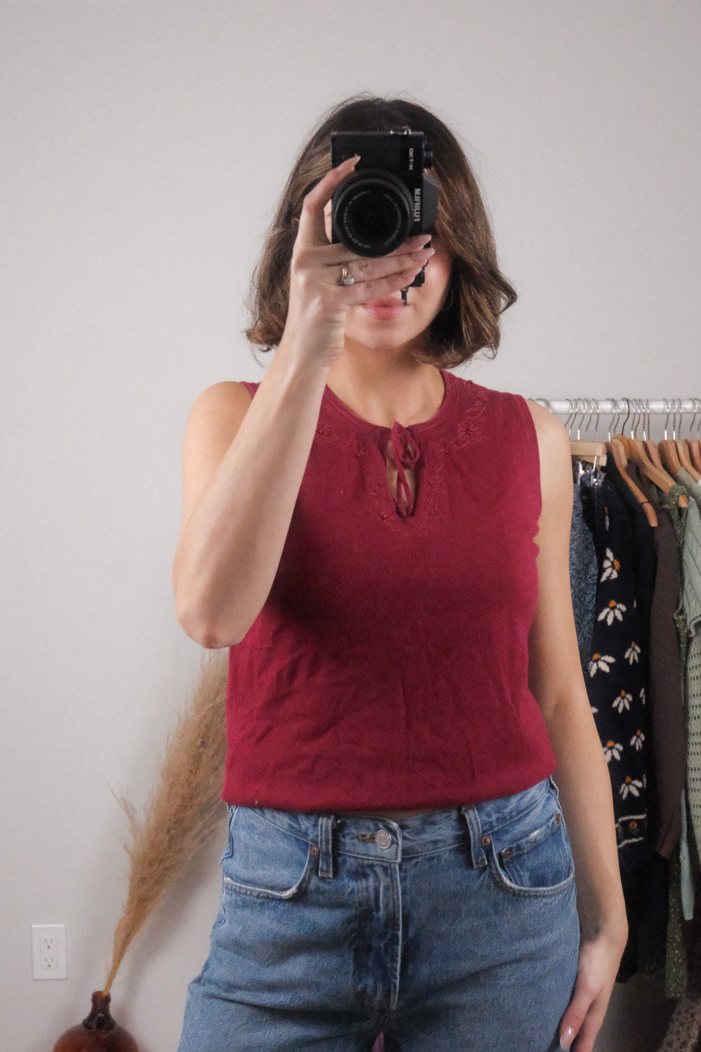Vintage x Eddie Bauer x Cotton/Linen Embroidered Tank (M)