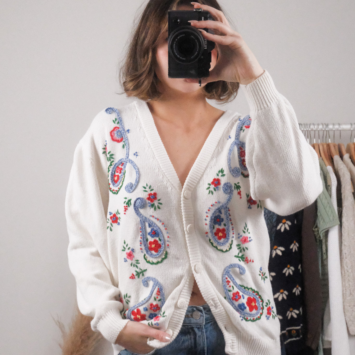 Vintage x Cotton Embroidered Cardigan (M/L)