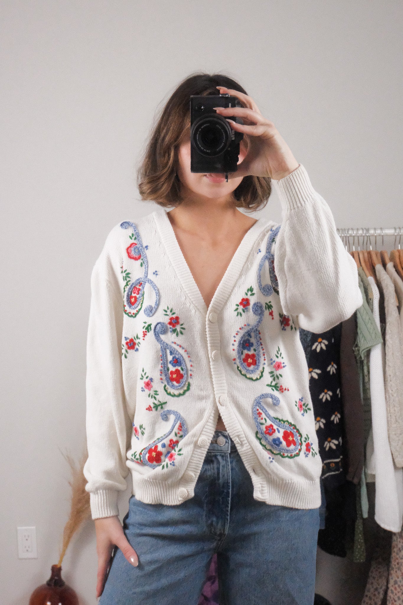 Vintage x Cotton Embroidered Cardigan (M/L)