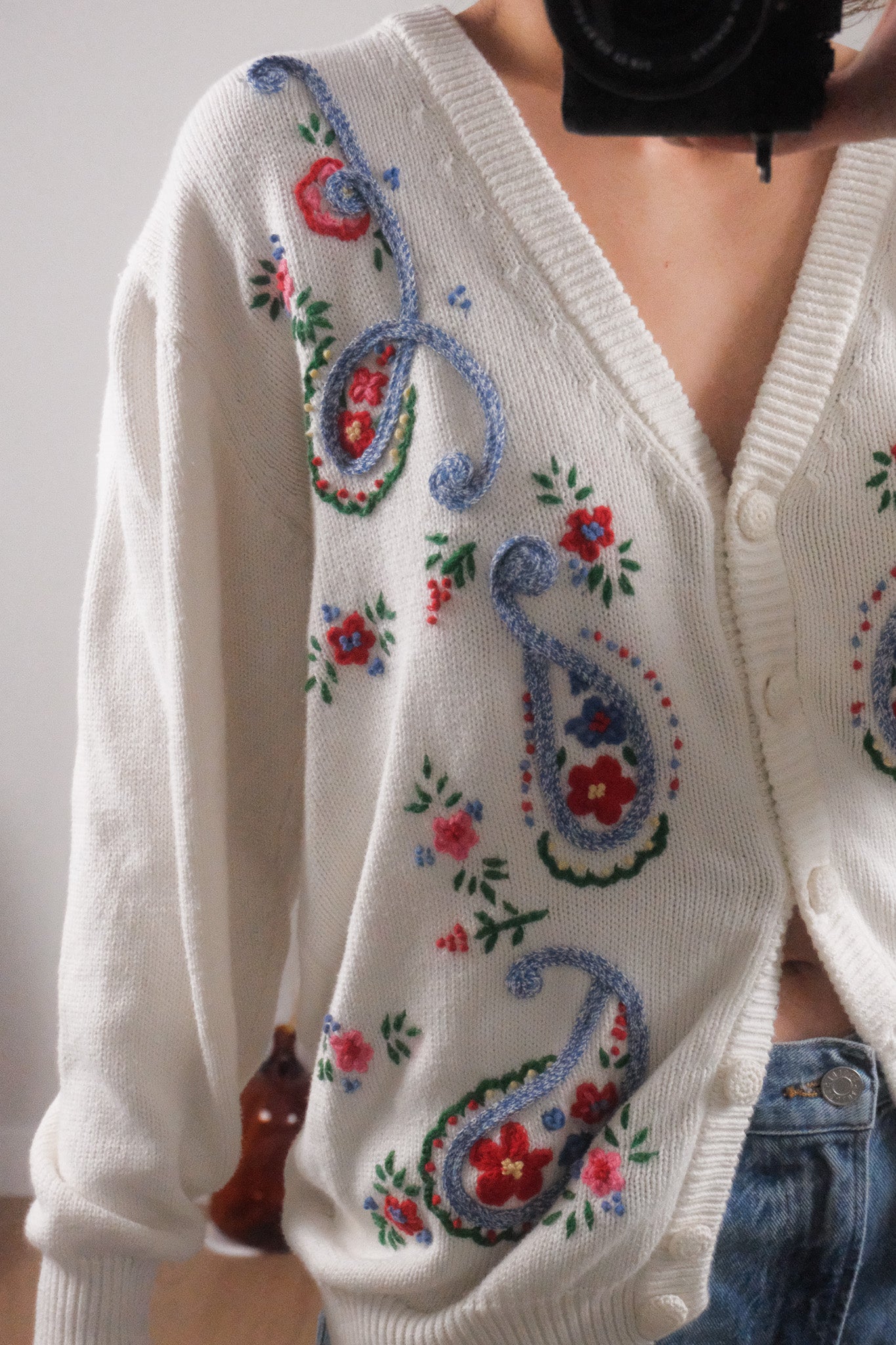 Vintage x Cotton Embroidered Cardigan (M/L)
