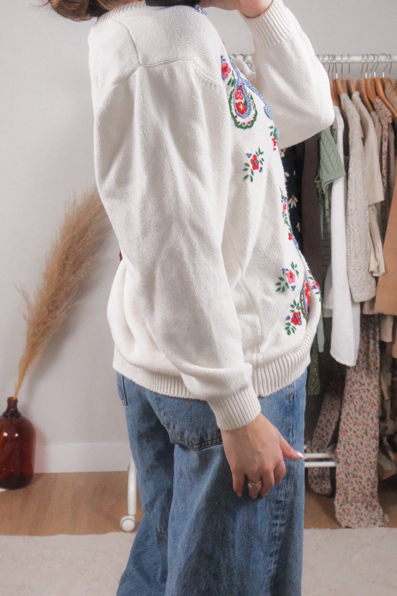 Vintage x Cotton Embroidered Cardigan (M/L)