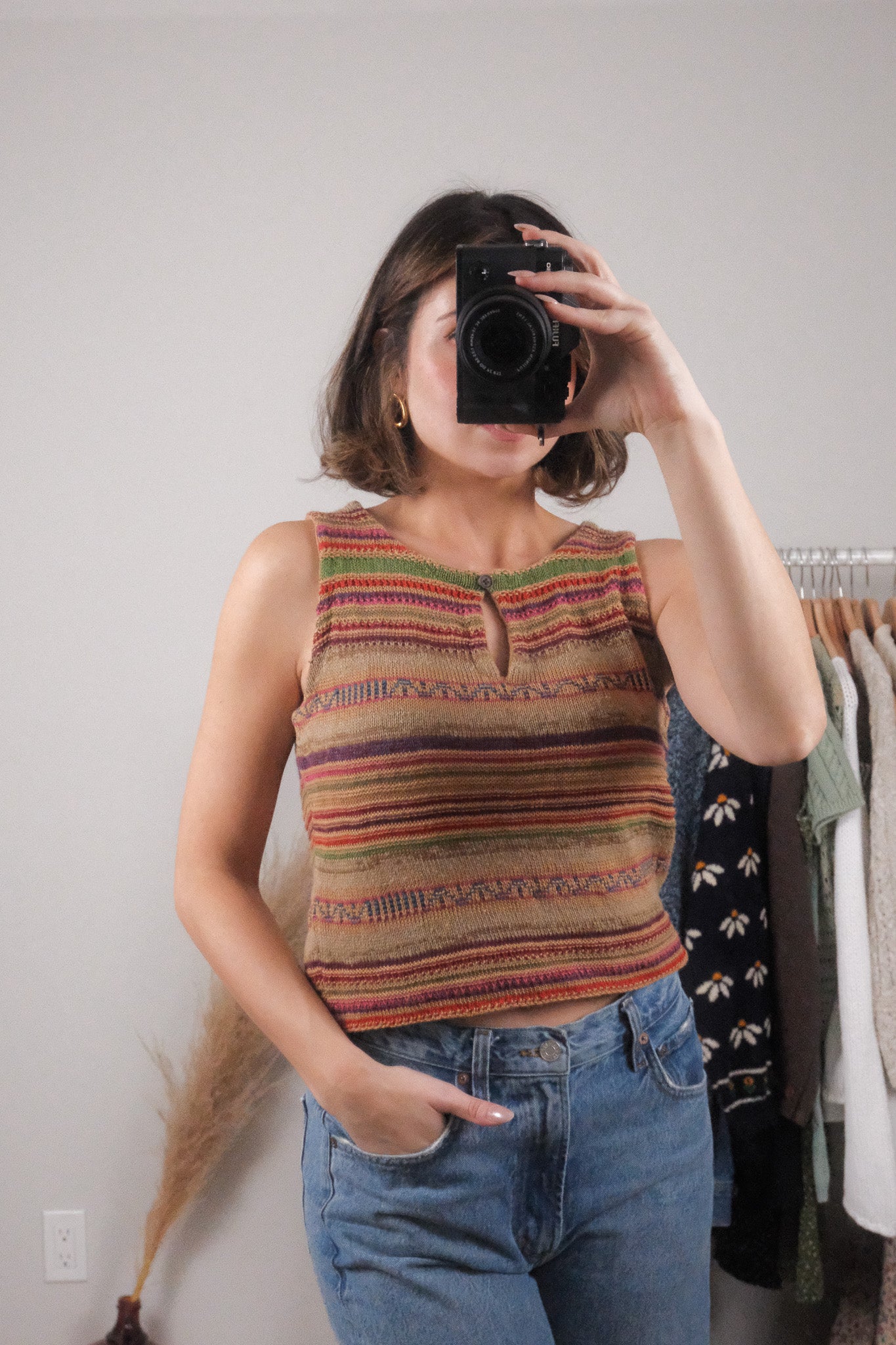 Vintage x Ralph Lauren Linen/Silk Colourful Striped Knit Tank (M)