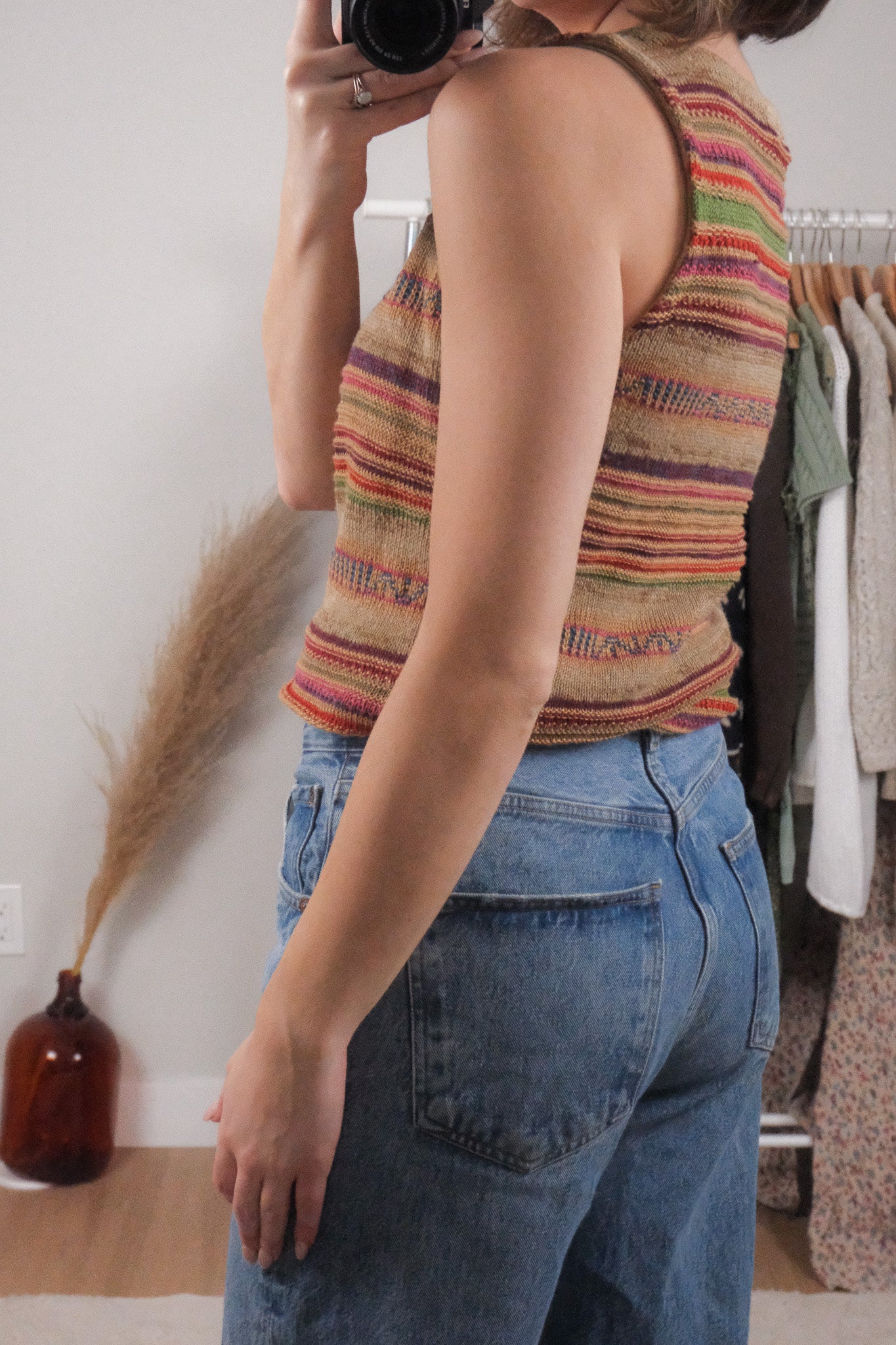 Vintage x Ralph Lauren Linen/Silk Colourful Striped Knit Tank (M)