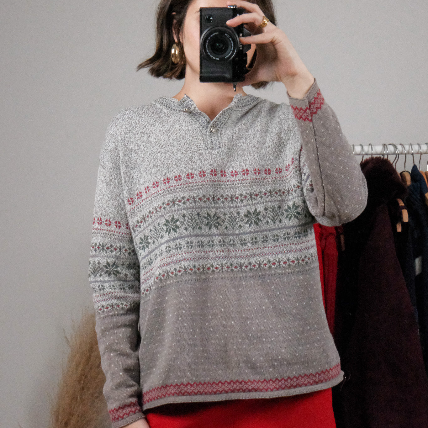 Made in USA x Vintage x Patterned Snowflake Knit (S/M)