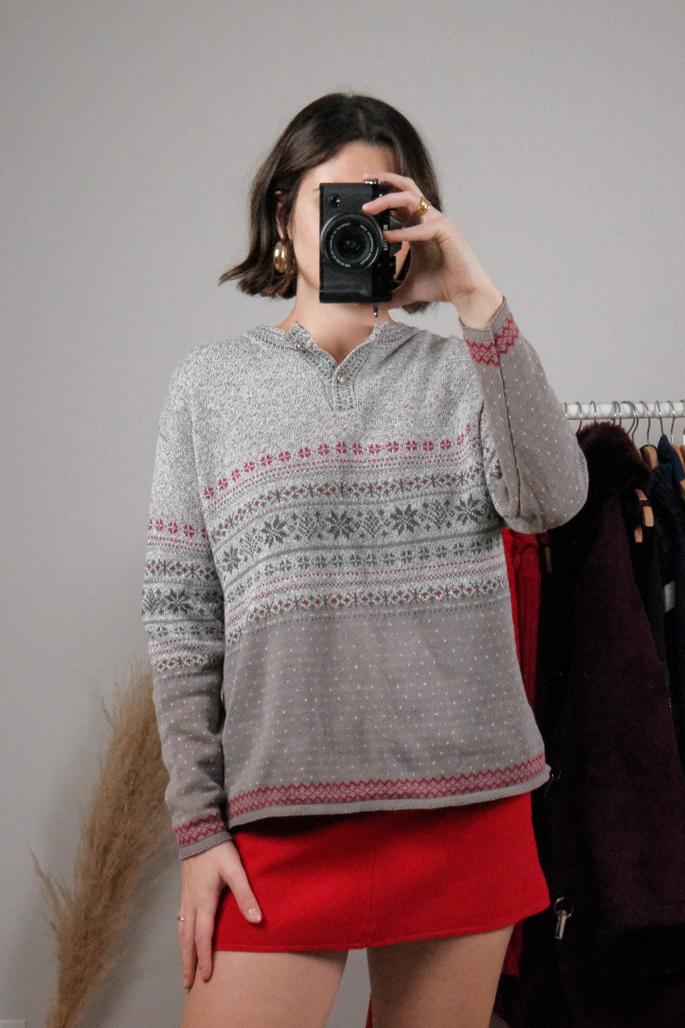 Made in USA x Vintage x Patterned Snowflake Knit (S/M)