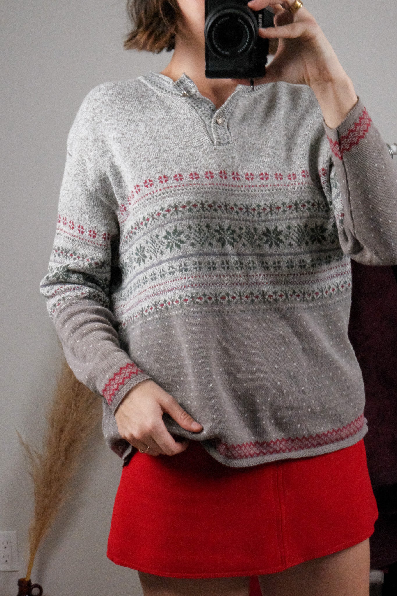 Made in USA x Vintage x Patterned Snowflake Knit (S/M)