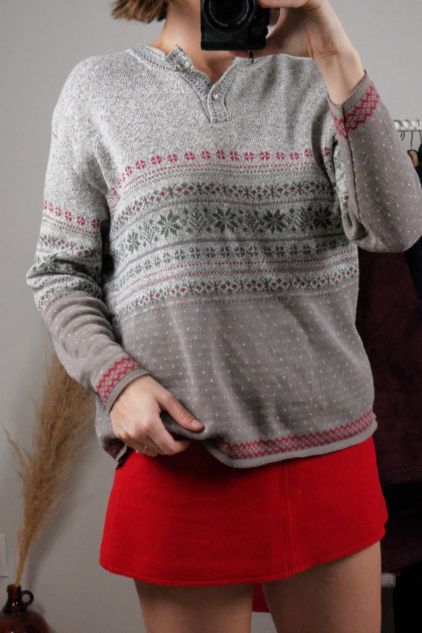 Made in USA x Vintage x Patterned Snowflake Knit (S/M)