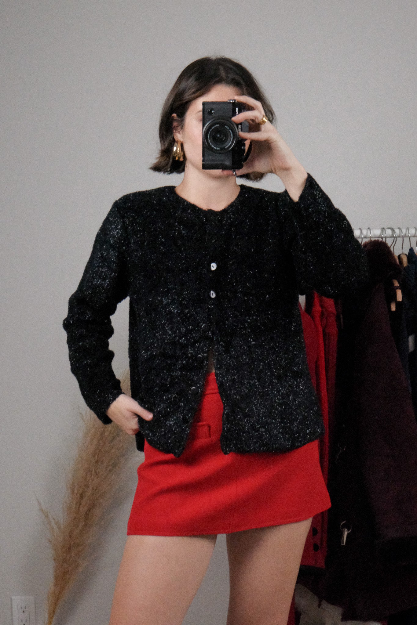 Vintage x Shimmer Fuzzy Cardigan (M)