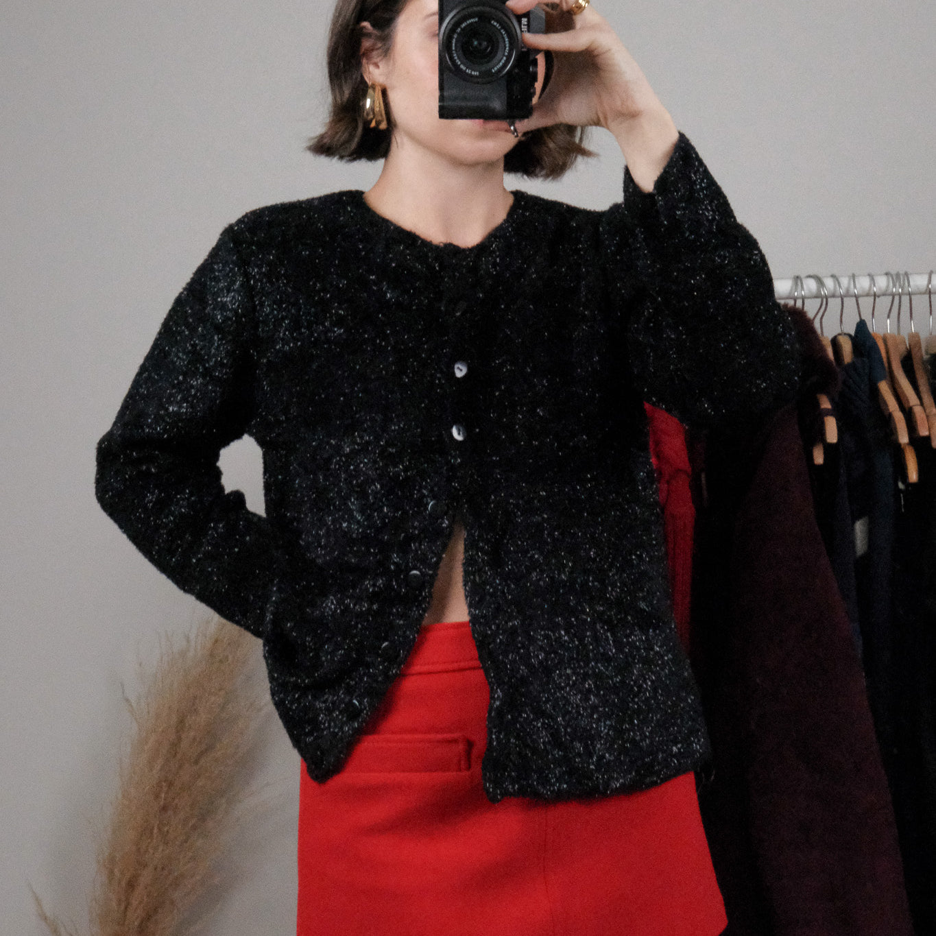 Vintage x Shimmer Fuzzy Cardigan (M)
