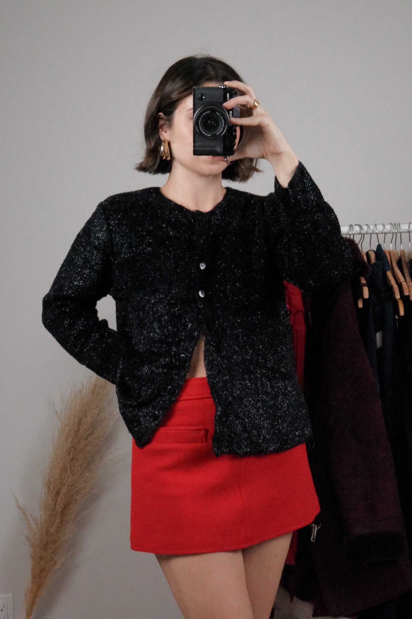 Vintage x Shimmer Fuzzy Cardigan (M)