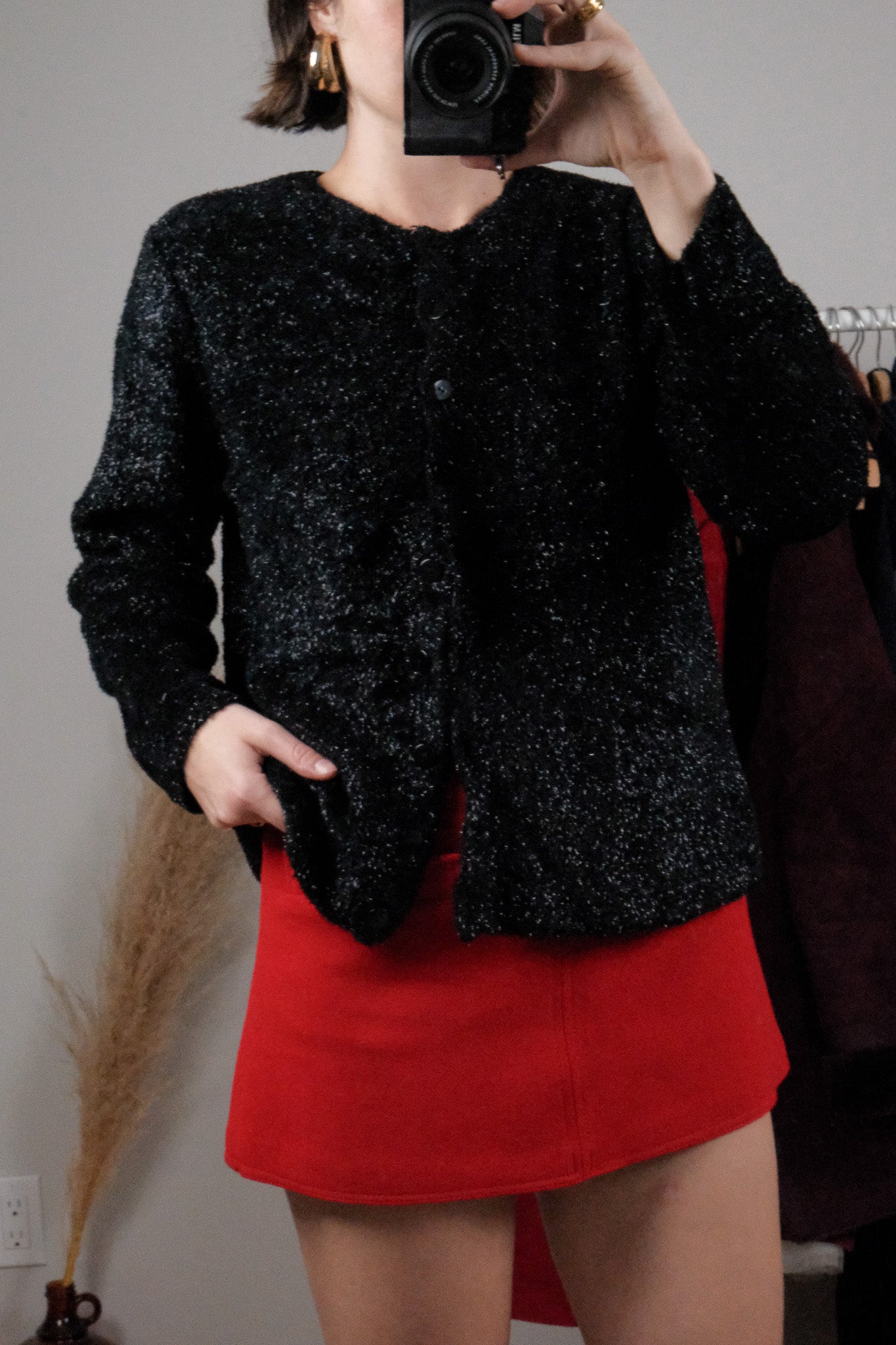 Vintage x Shimmer Fuzzy Cardigan (M)