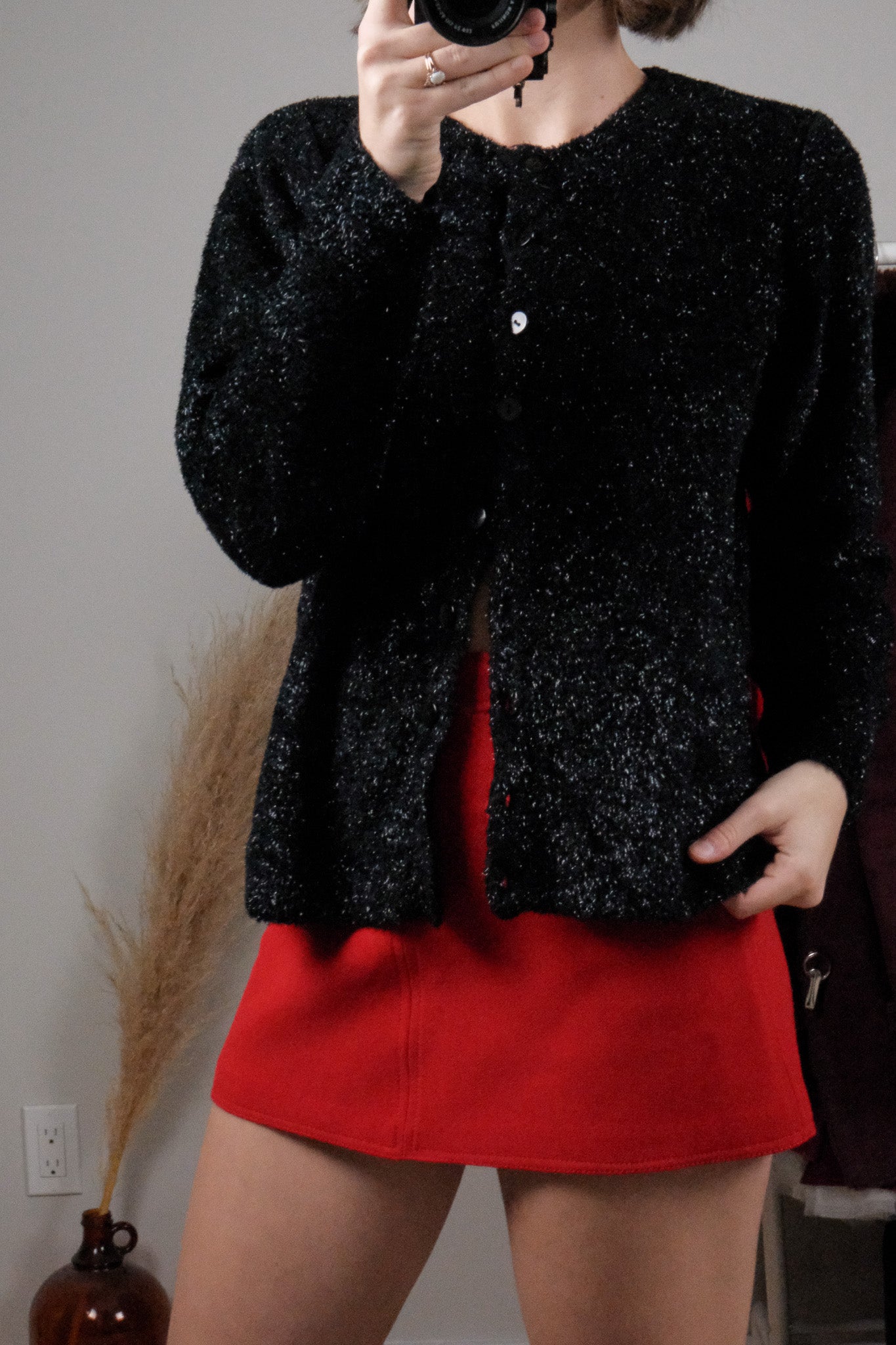 Vintage x Shimmer Fuzzy Cardigan (M)