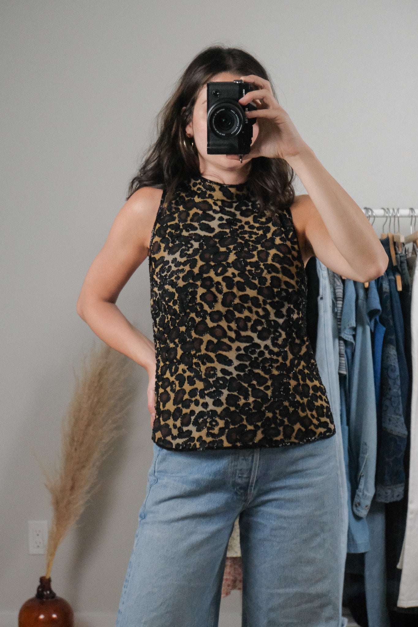 Vintage x Beaded Animal Print Top (M)