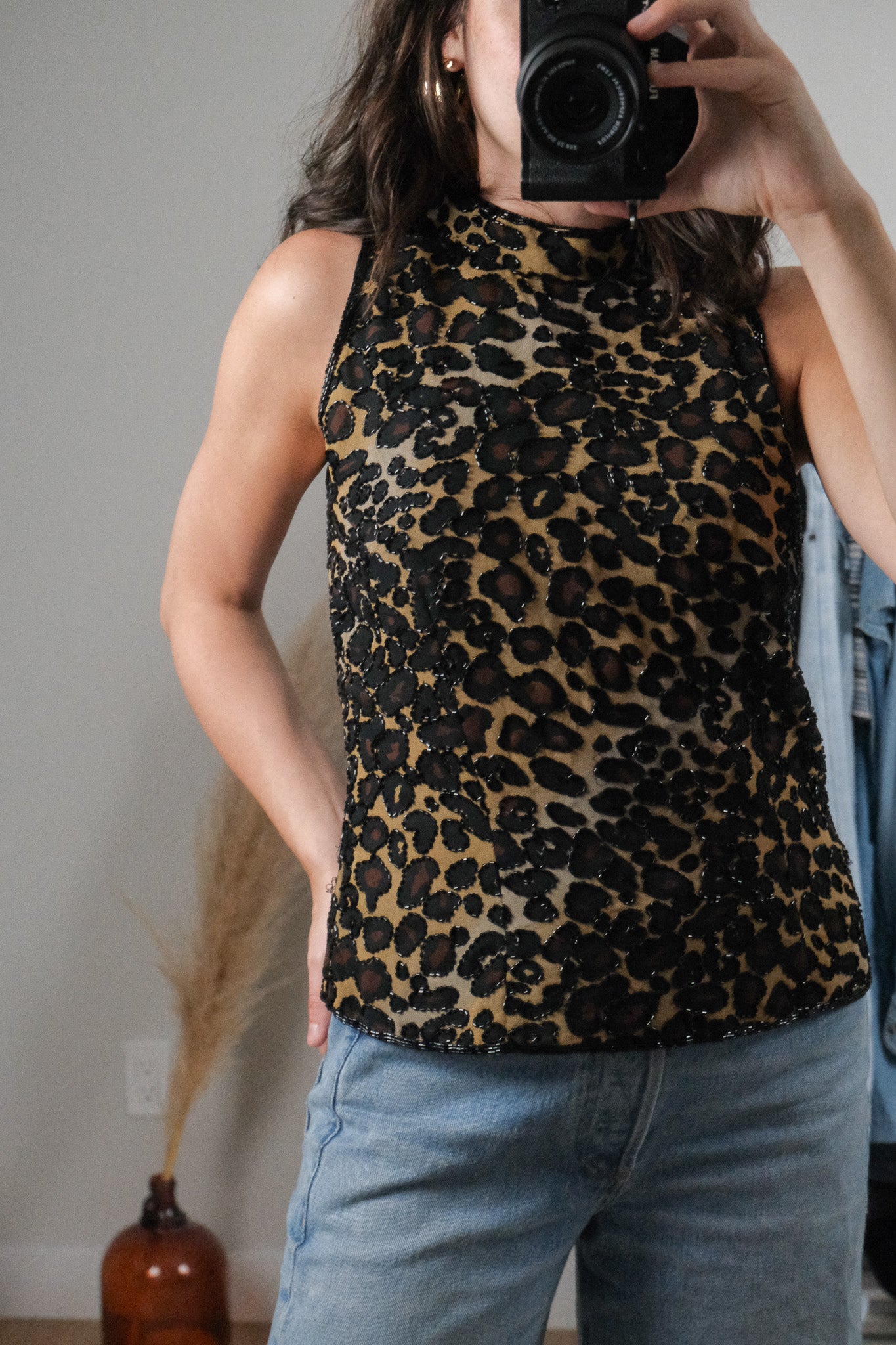 Vintage x Beaded Animal Print Top (M)
