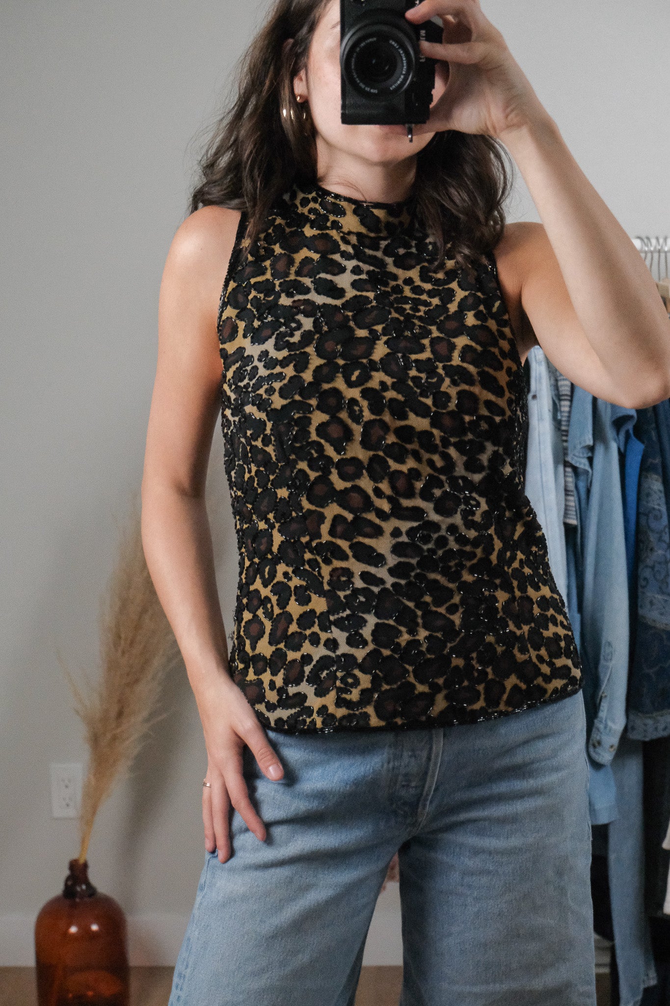 Vintage x Beaded Animal Print Top (M)