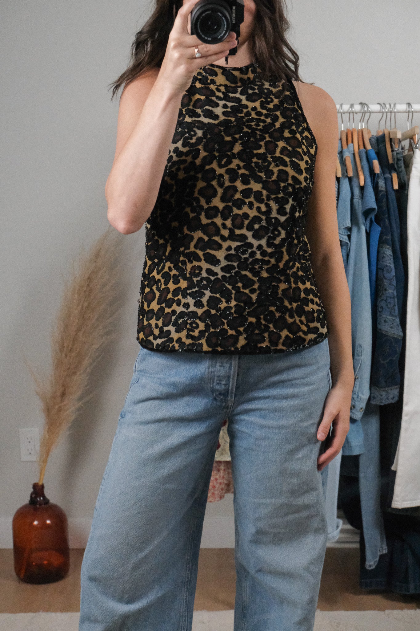 Vintage x Beaded Animal Print Top (M)
