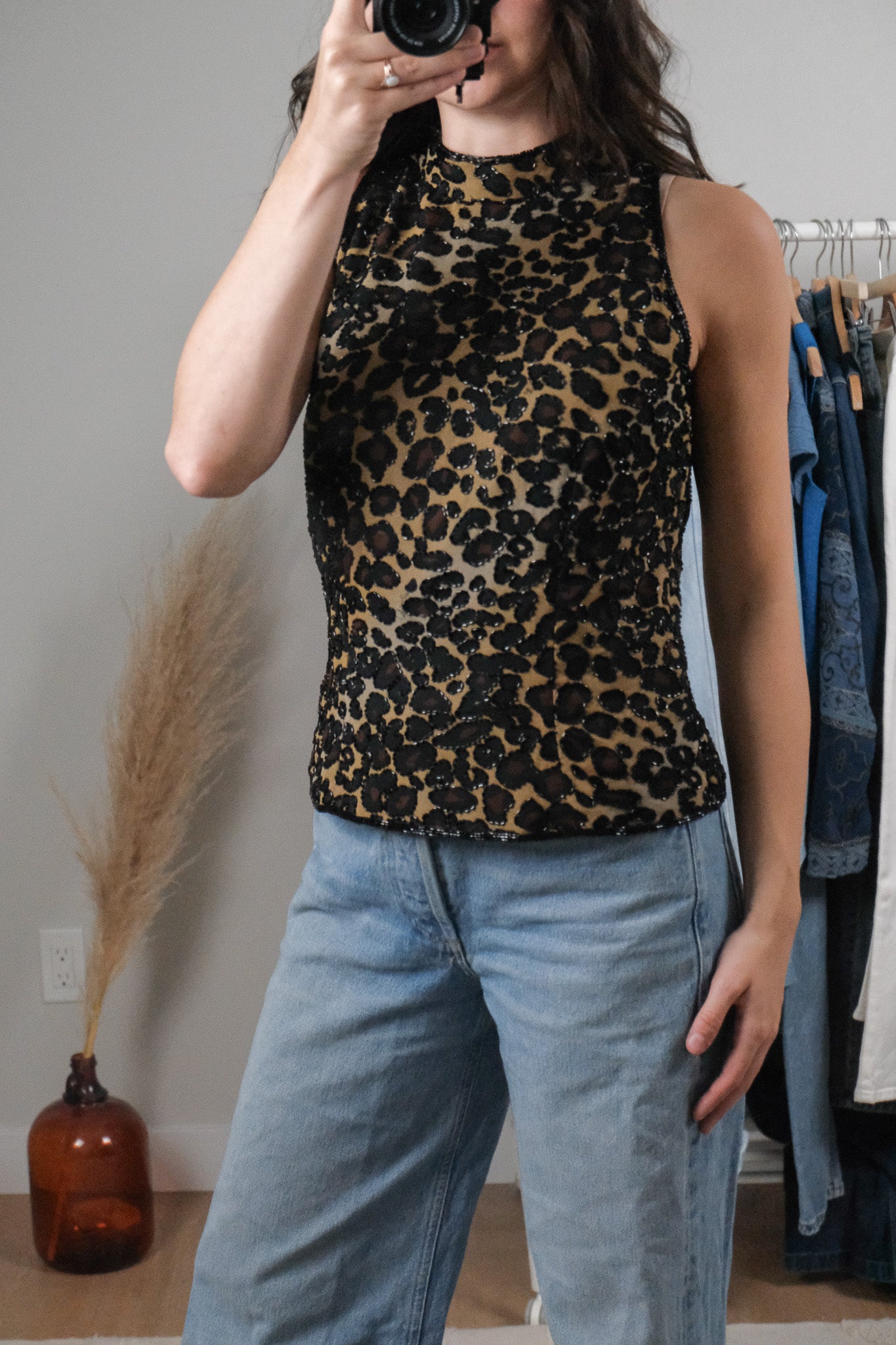 Vintage x Beaded Animal Print Top (M)