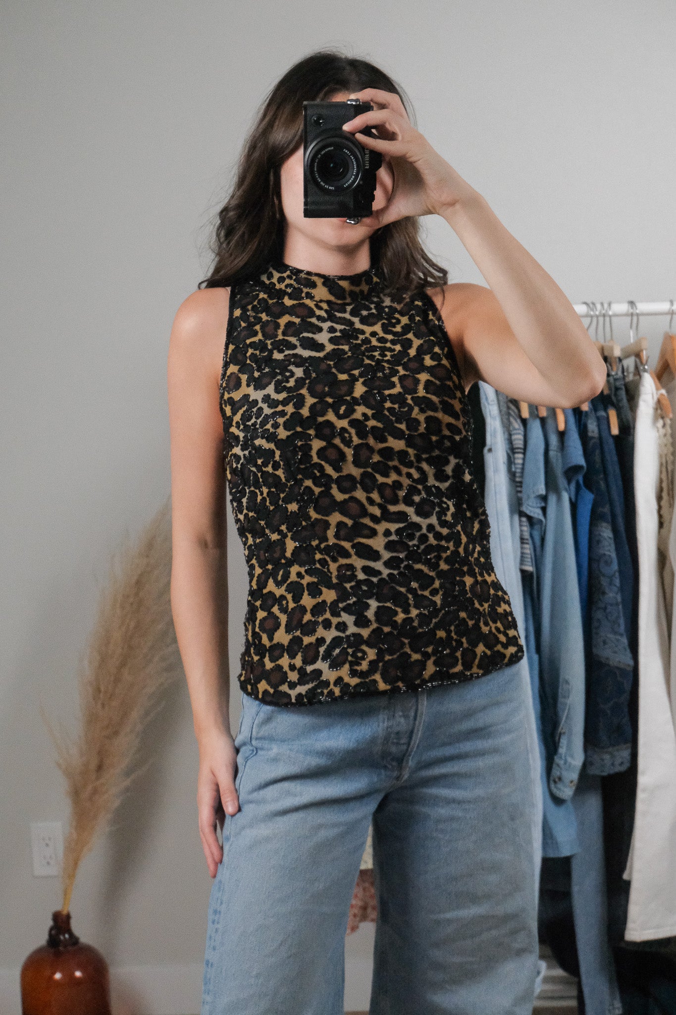Vintage x Beaded Animal Print Top (M)