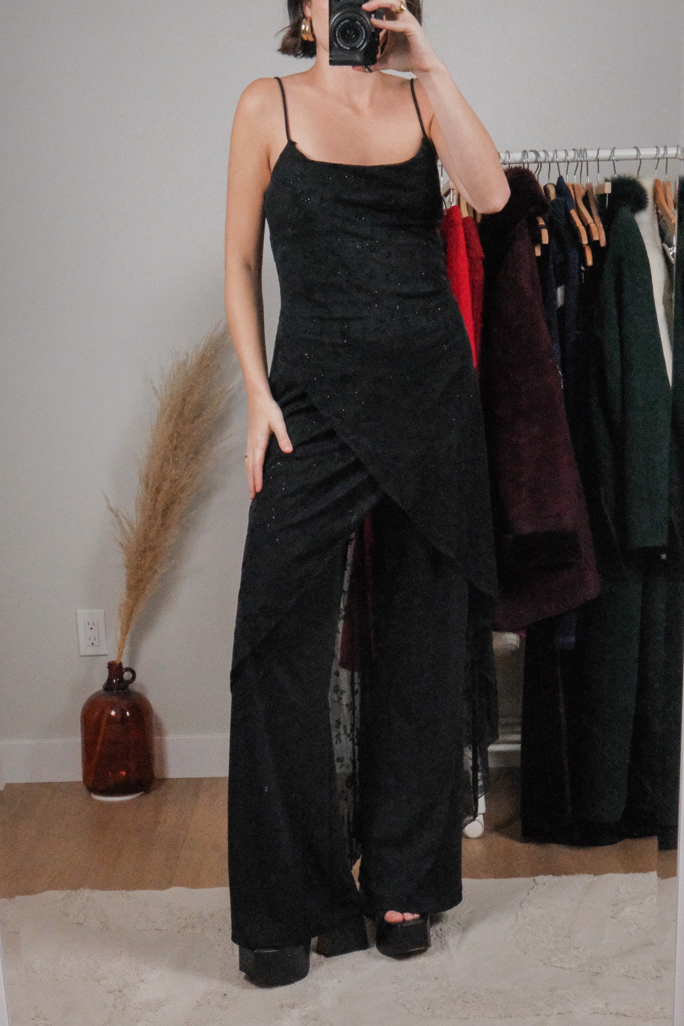 Made in Canada x Vintage x Pant/Tank Floral Shimmer Jumpsuit (L)