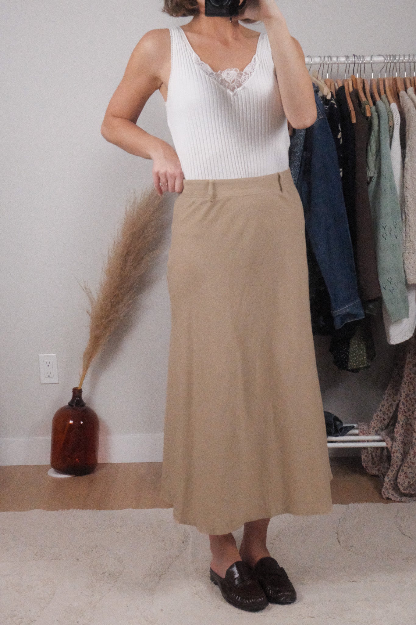 Vintage x Linen Blend Midi Skirt (4/6)