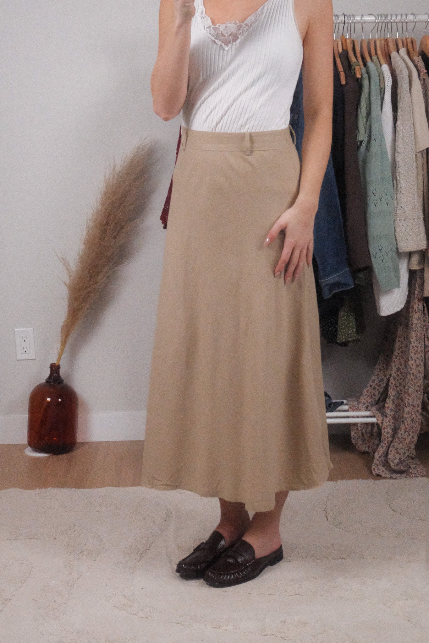 Vintage x Linen Blend Midi Skirt (4/6)