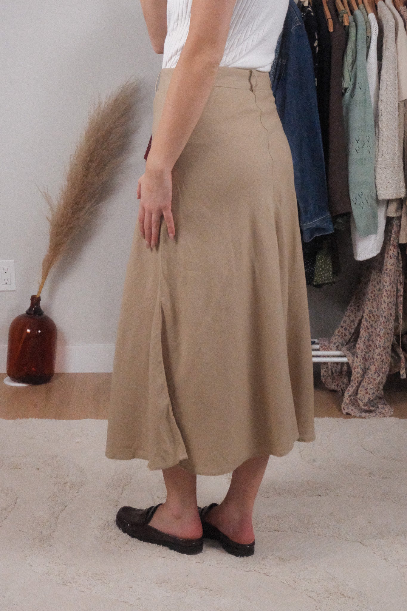 Vintage x Linen Blend Midi Skirt (4/6)