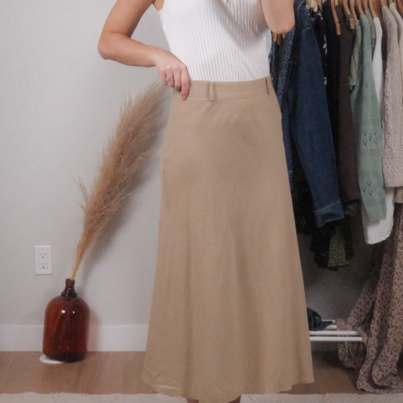 Vintage x Linen Blend Midi Skirt (4/6)