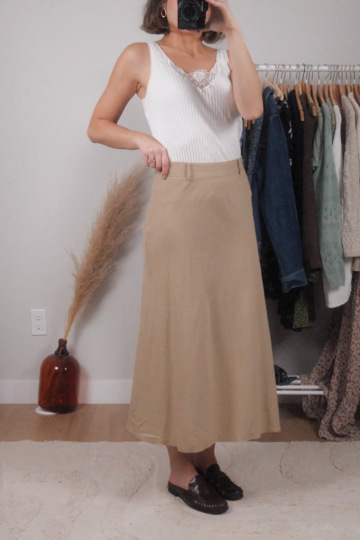 Vintage x Linen Blend Midi Skirt (4/6)