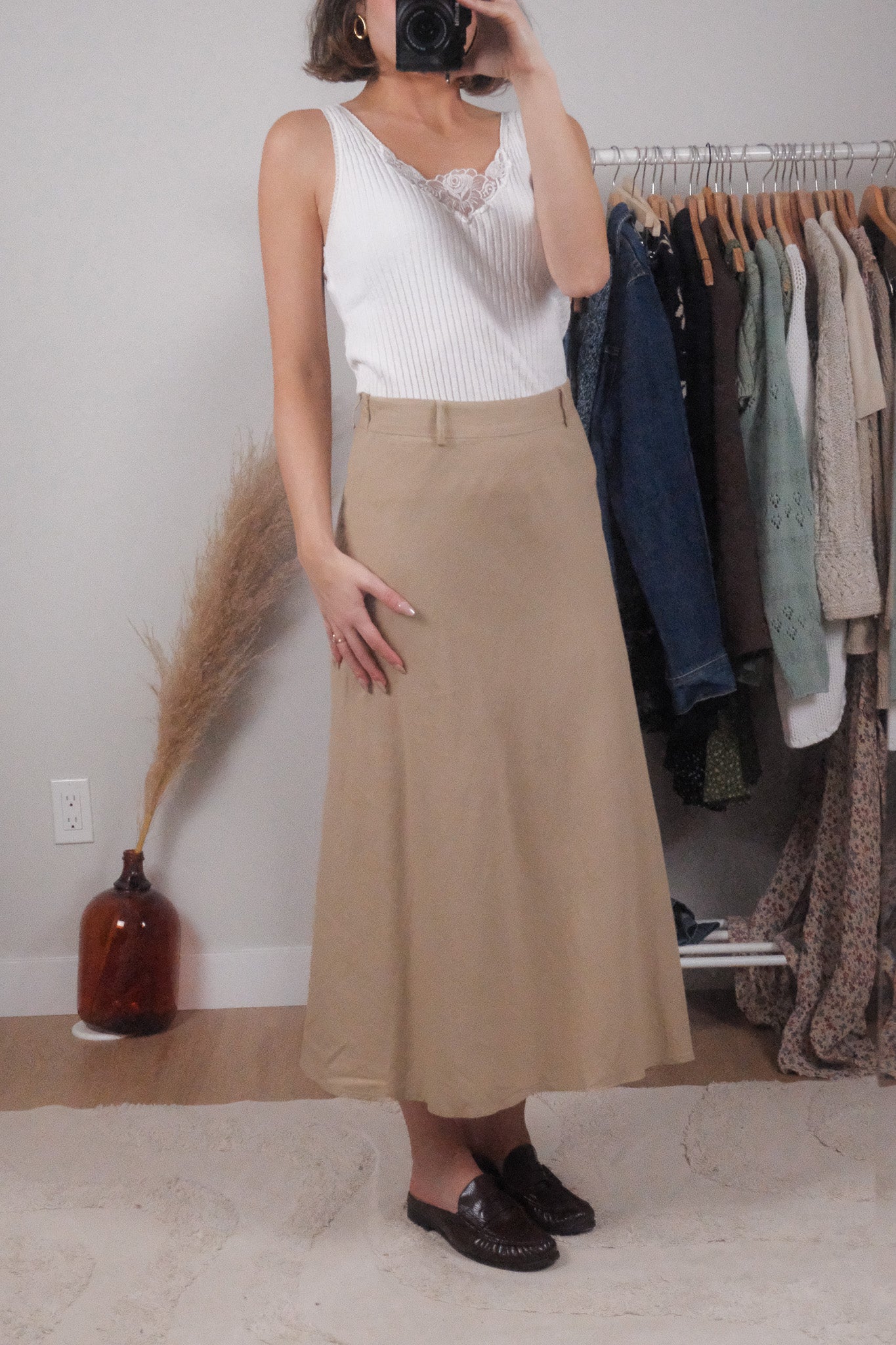 Vintage x Linen Blend Midi Skirt (4/6)
