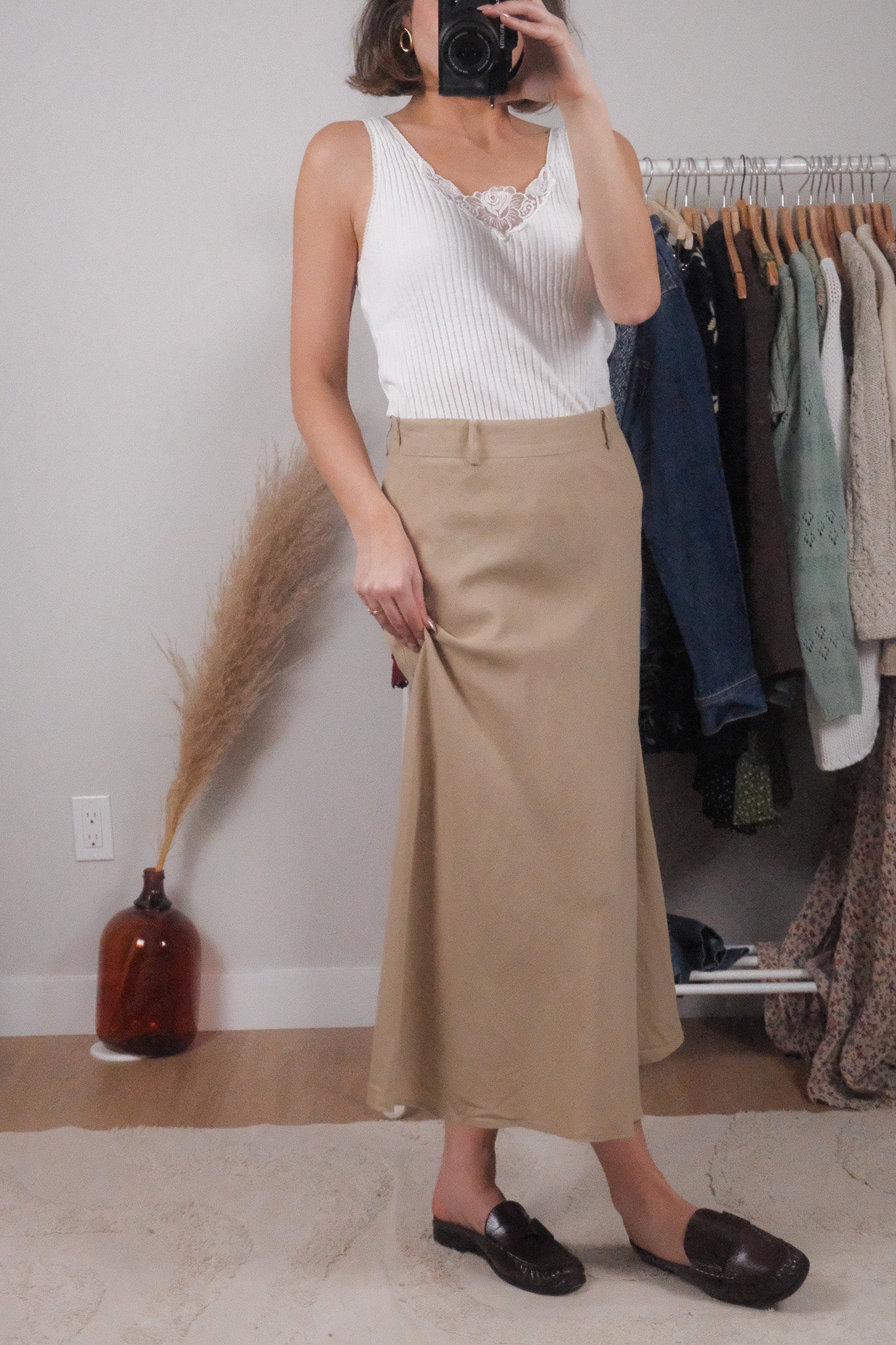 Vintage x Linen Blend Midi Skirt (4/6)