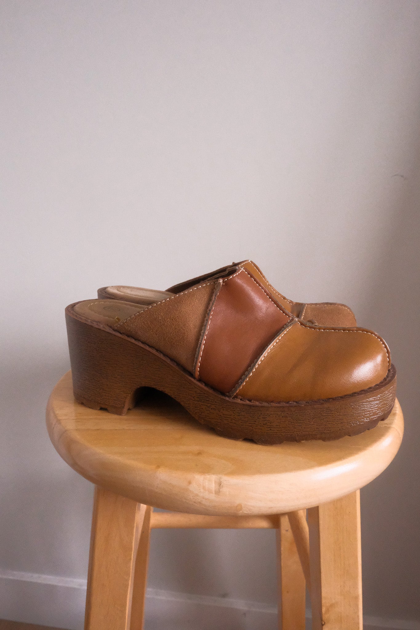 Vintage x Leather/Suede Patchwork Clogs (6/6.5)