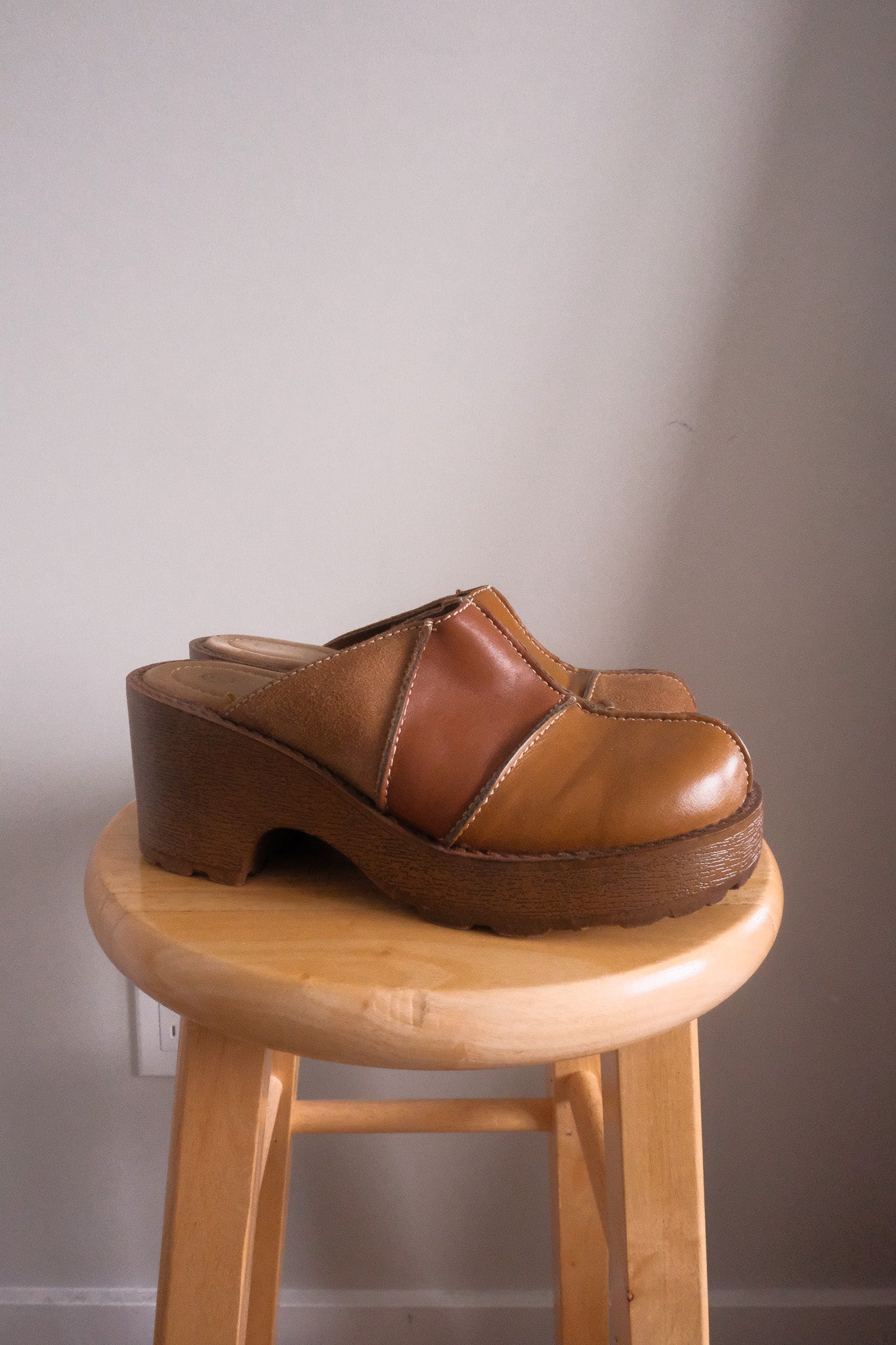 Vintage x Leather/Suede Patchwork Clogs (6/6.5)