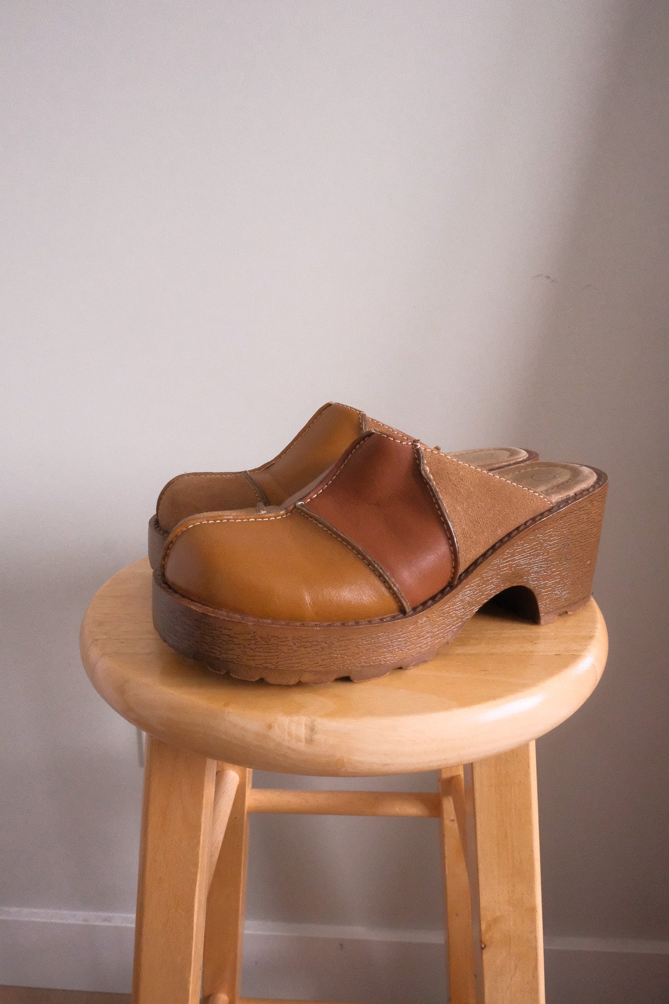Vintage x Leather/Suede Patchwork Clogs (6/6.5)