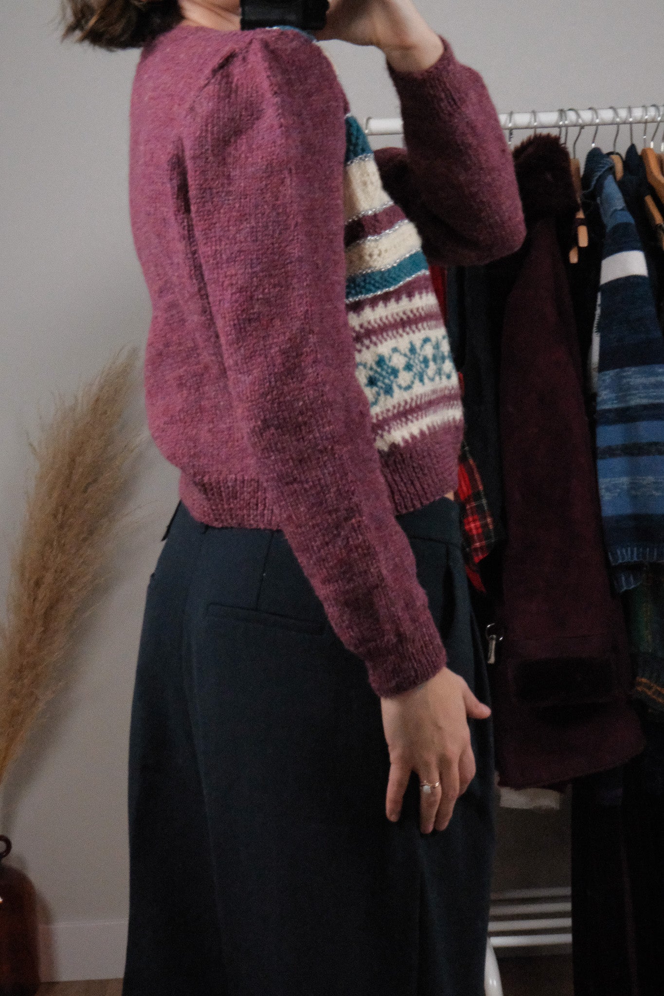 Vintage x Handmade Striped Wool Blend Shimmer Cardigan (S)