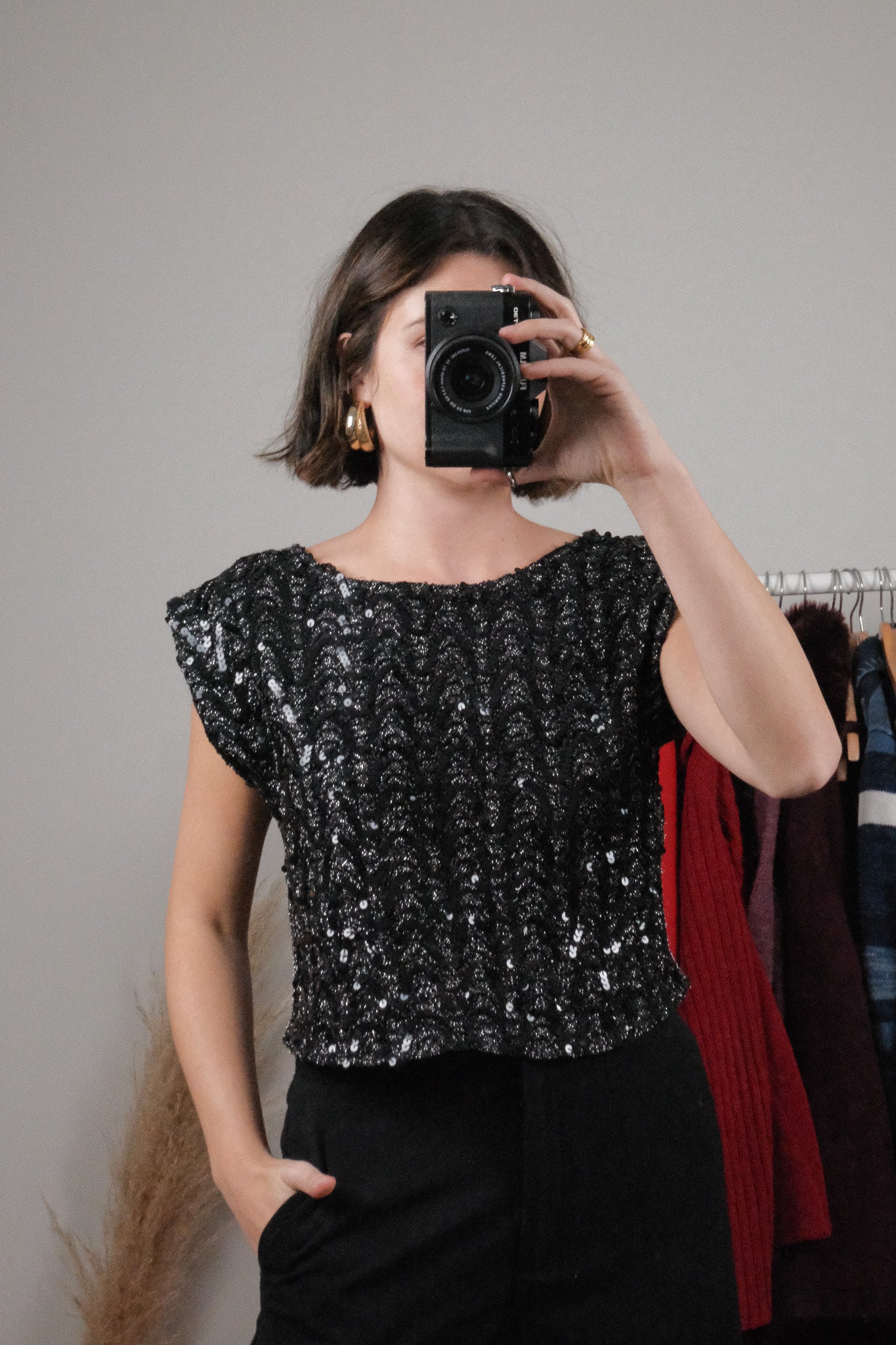 Vintage x Shimmer Sequin Cropped Tank (M)