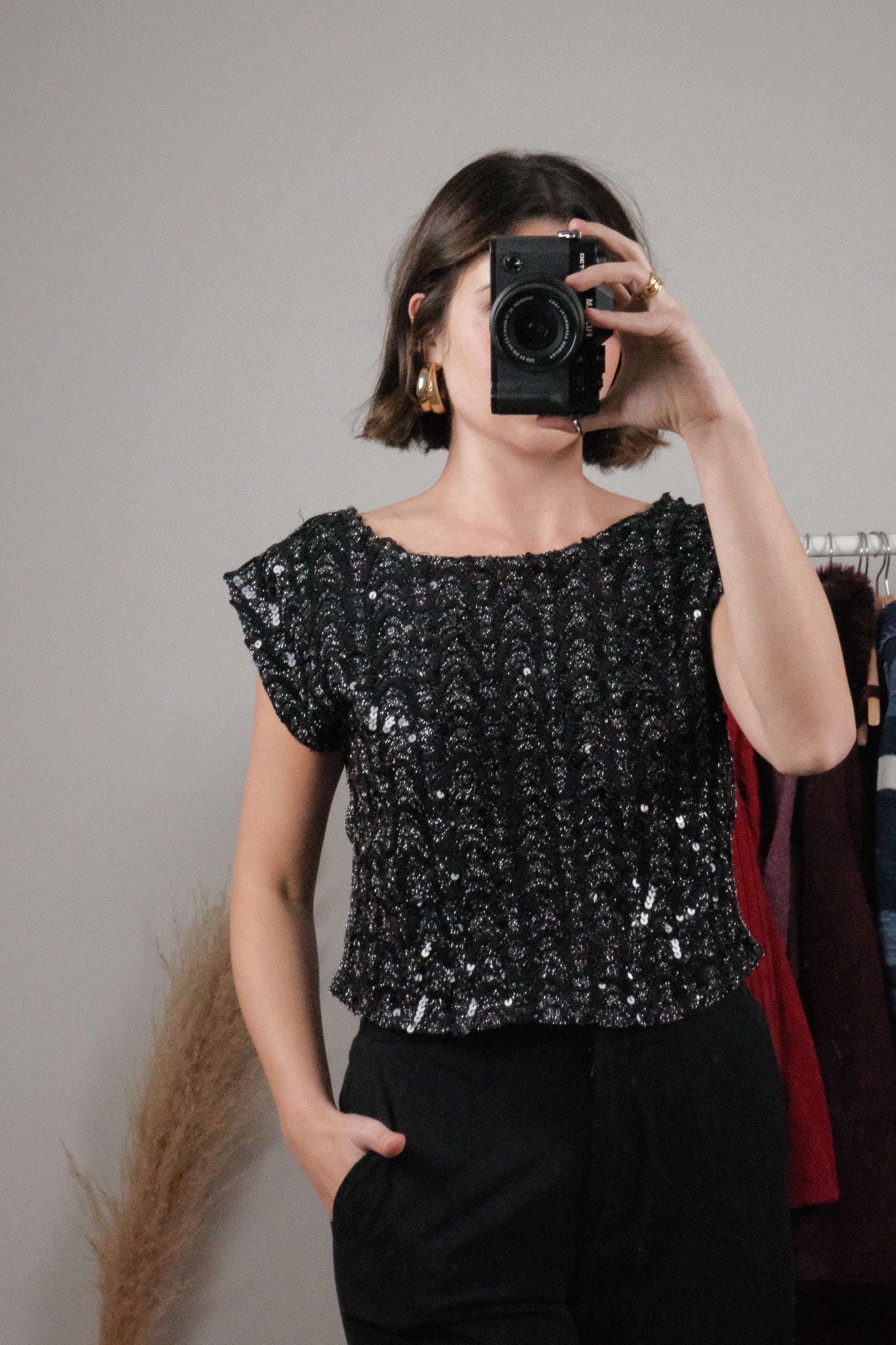 Vintage x Shimmer Sequin Cropped Tank (M)